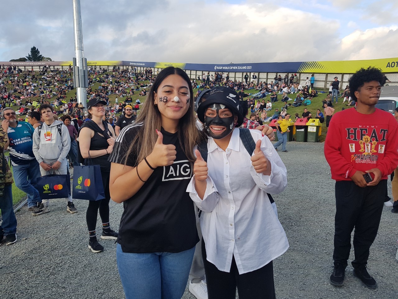 Michelle Stolz and Elizabeth Fono love their rugby and have been to all the Women's Rugby World Cup games in Whangārei.  Photo / Mike Dinsdale