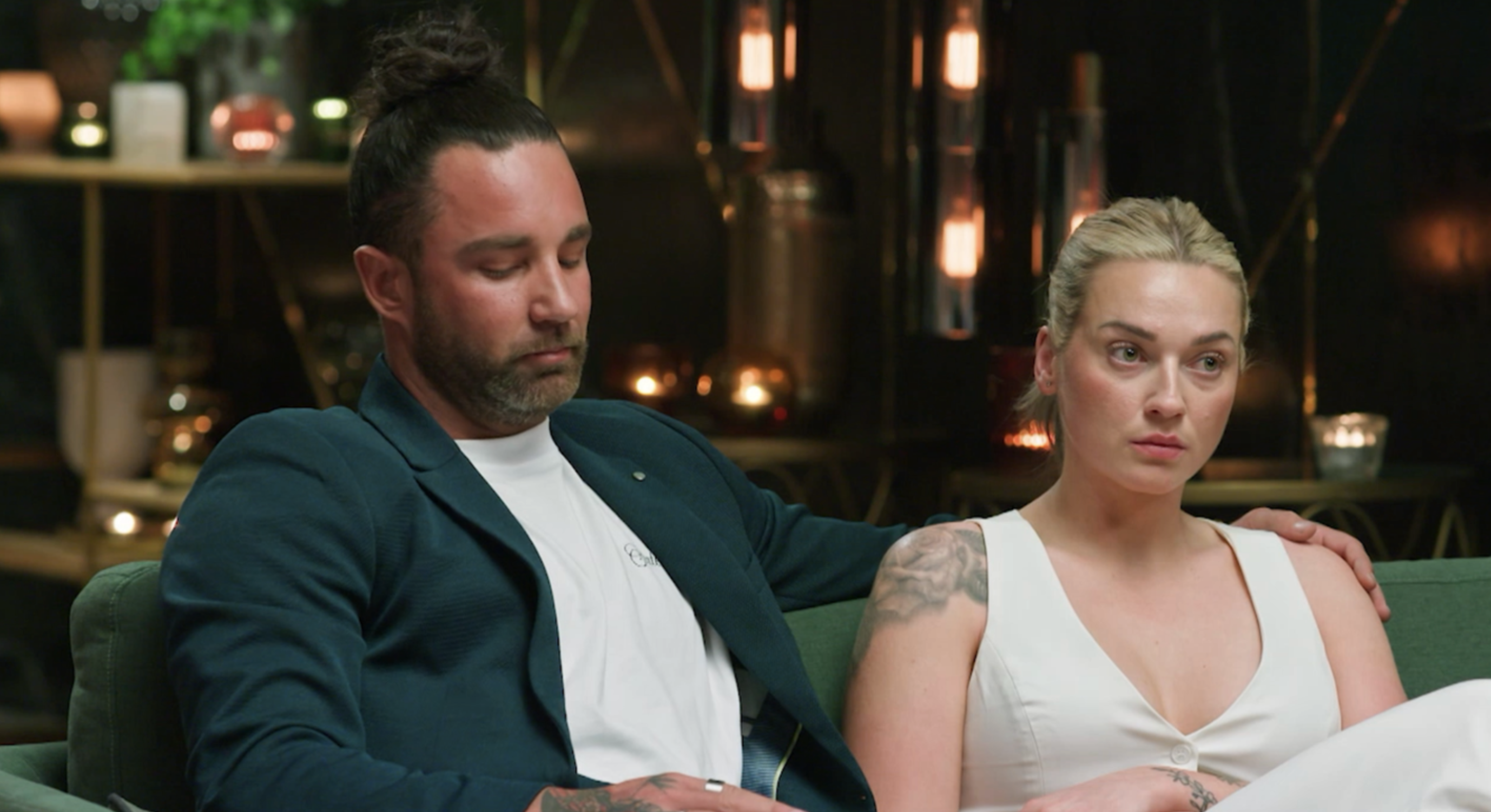 John Aitken gave Jack Dunkley a stern telling off when it was his and Tori's time on the couch. Photo / Warner Bros Discovery