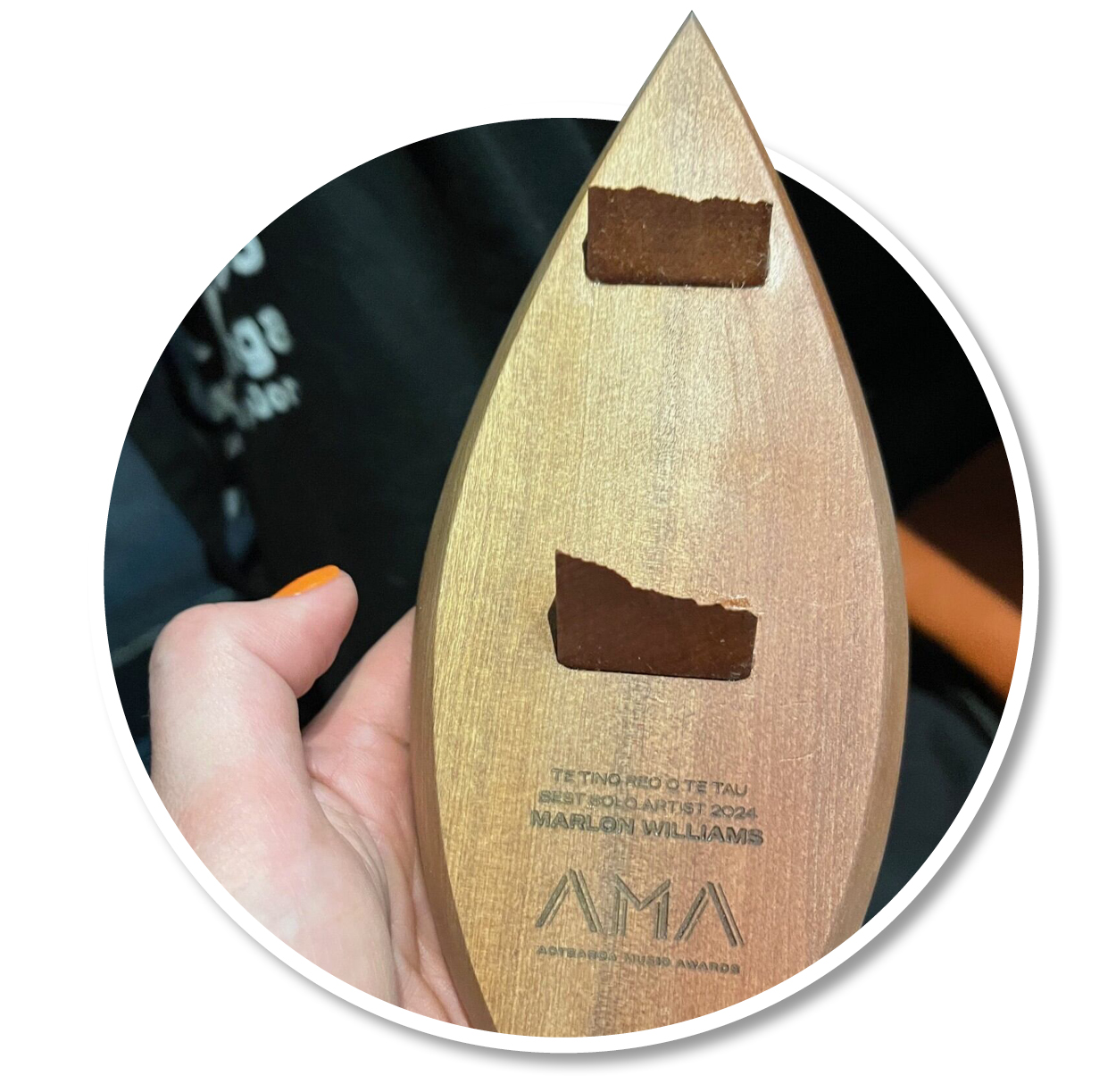 Marlon Williams’ broken tūī award at the 2024 Aotearoa Music Awards.