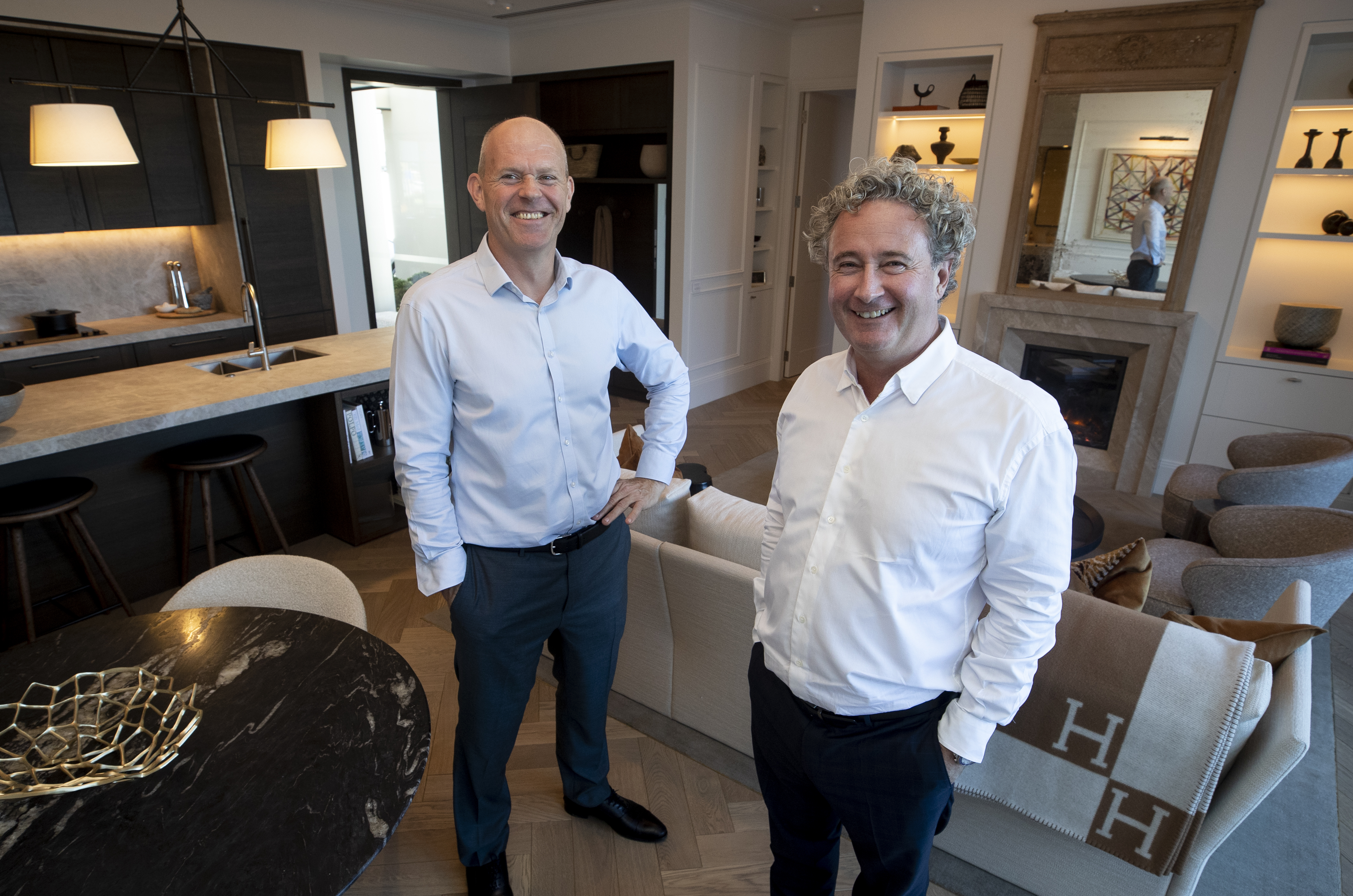 Julian Cook and Chris Meehan inside the new $4m display suite on Beaumont St. Photo / Dean Purcell