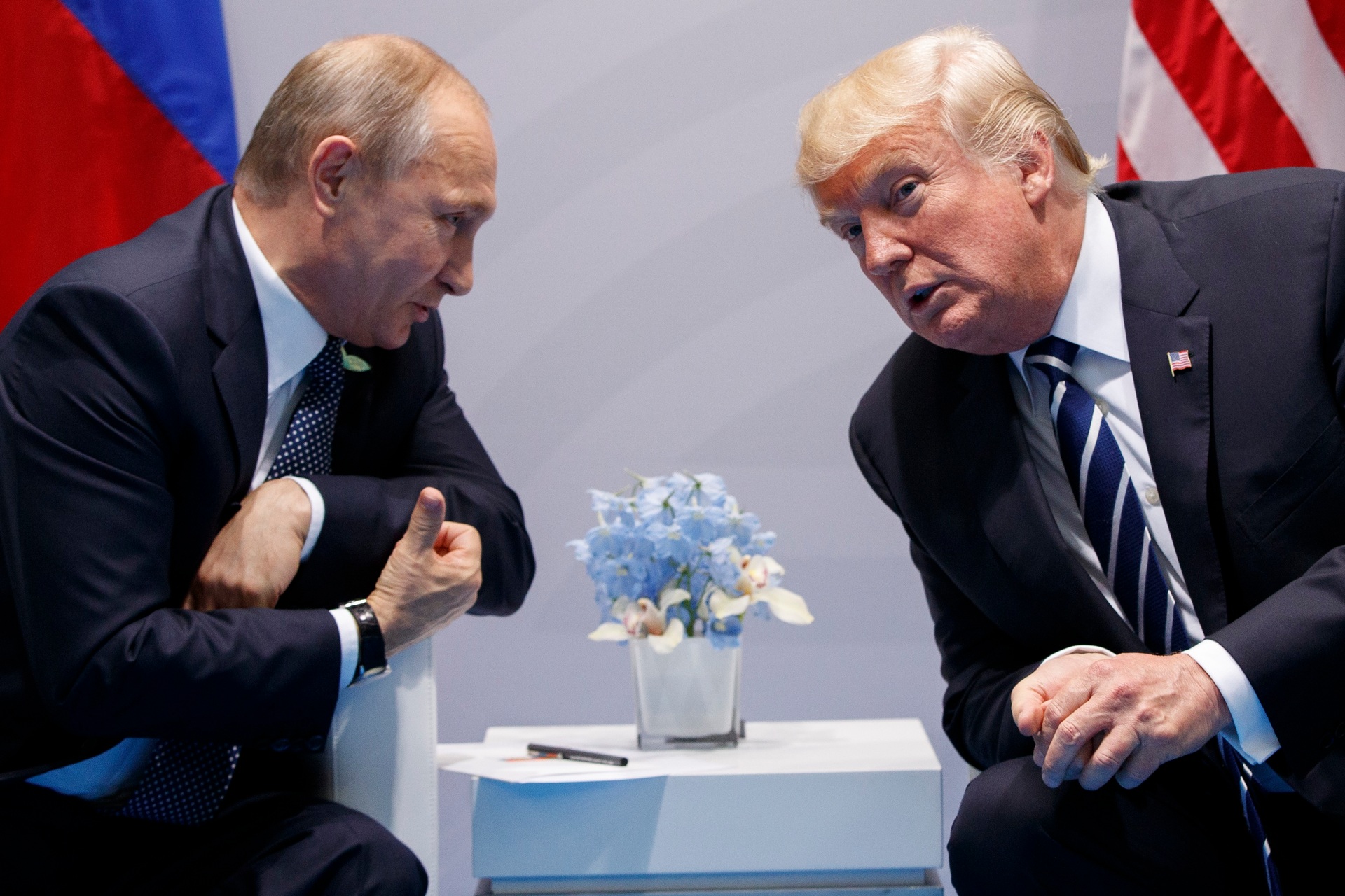 President Vladimir V. Putin of Russia and President Donald J. Trump at a meeting in 2017. Photo / AP