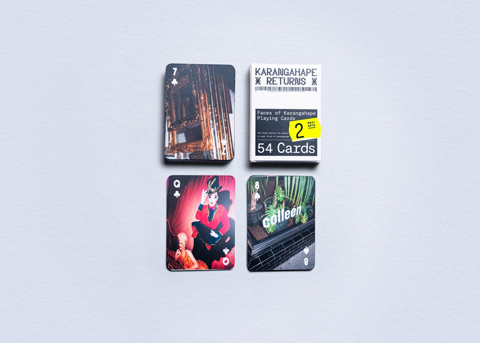 Packs of cards features faces and scenes from the street.