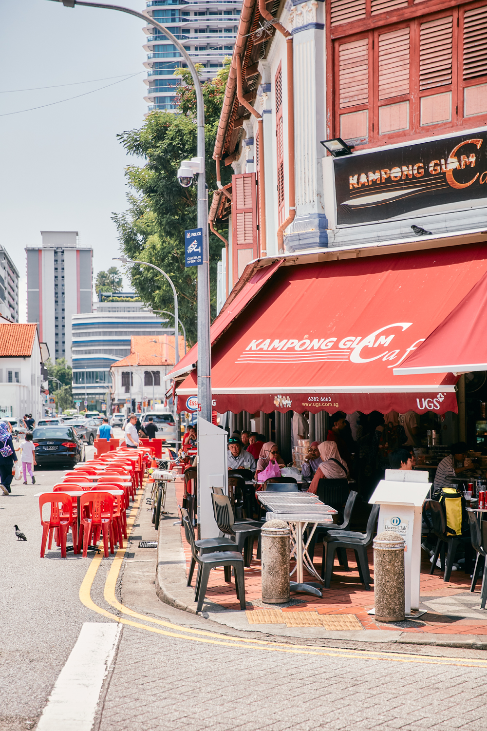 The popular Kampong Glam Cafe occupies a prominent corner spot in the Arab St neighbourhood. Photo / Babiche Martens