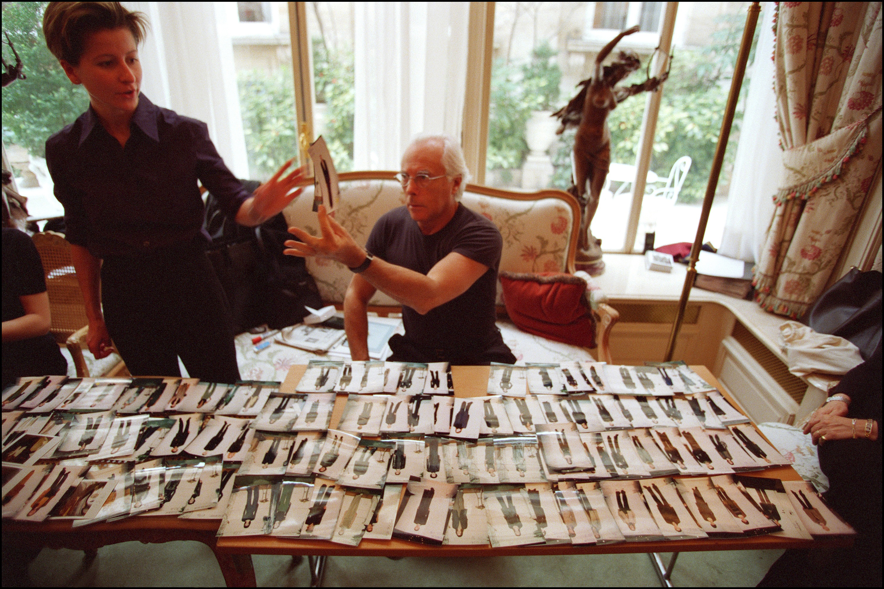 Armani in Paris in 1998, preparing for a show. Photo / Getty Images