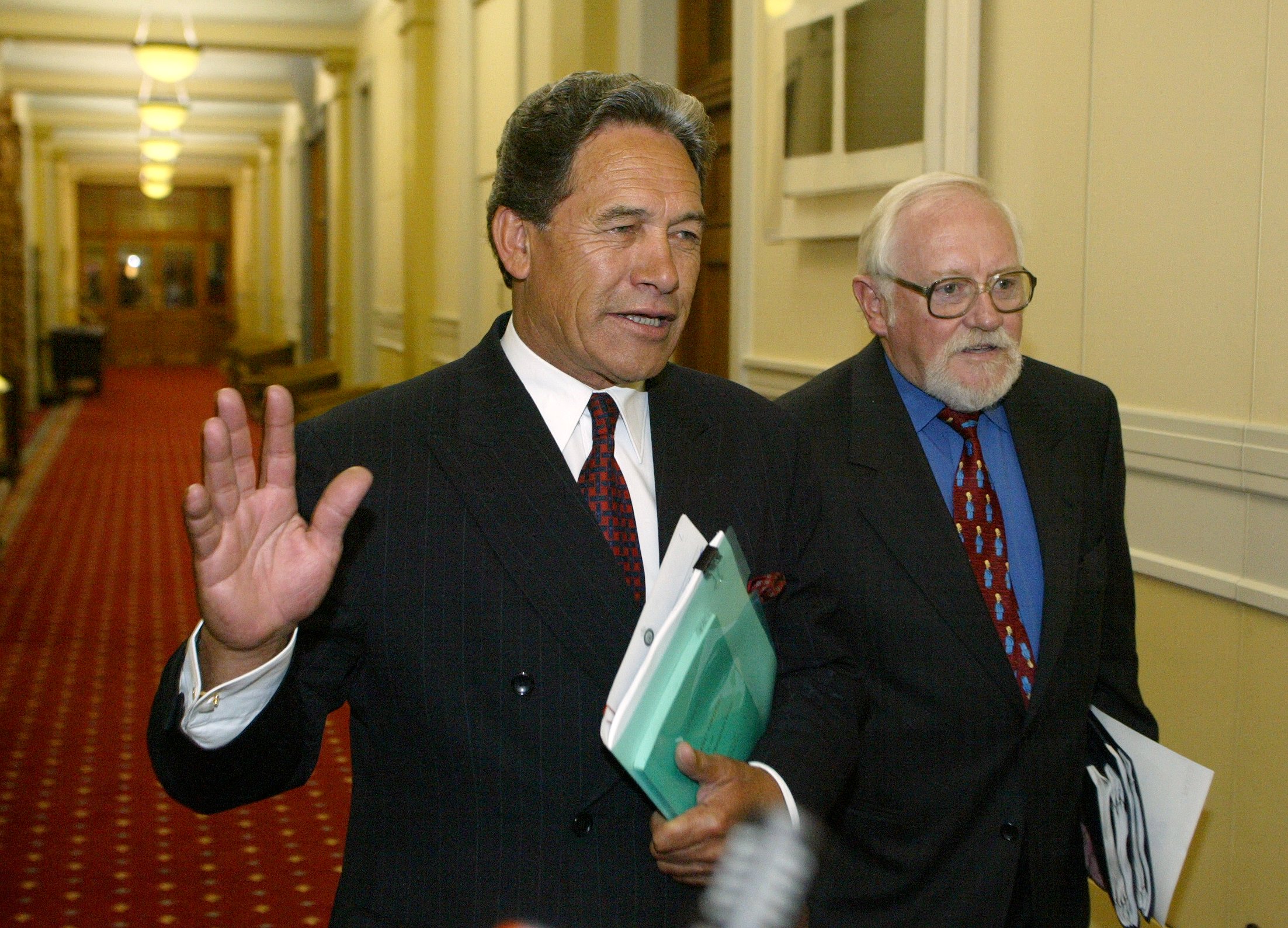 Winston Peters and Frank Perry at Parliament in 2004. Photo / Mark Mitchell