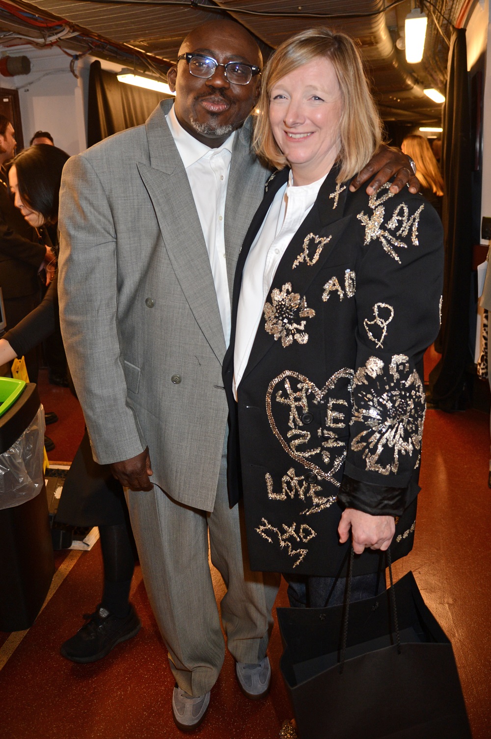 Edward Enninful and Sarah Burton backstage at the British Fashion Awards.