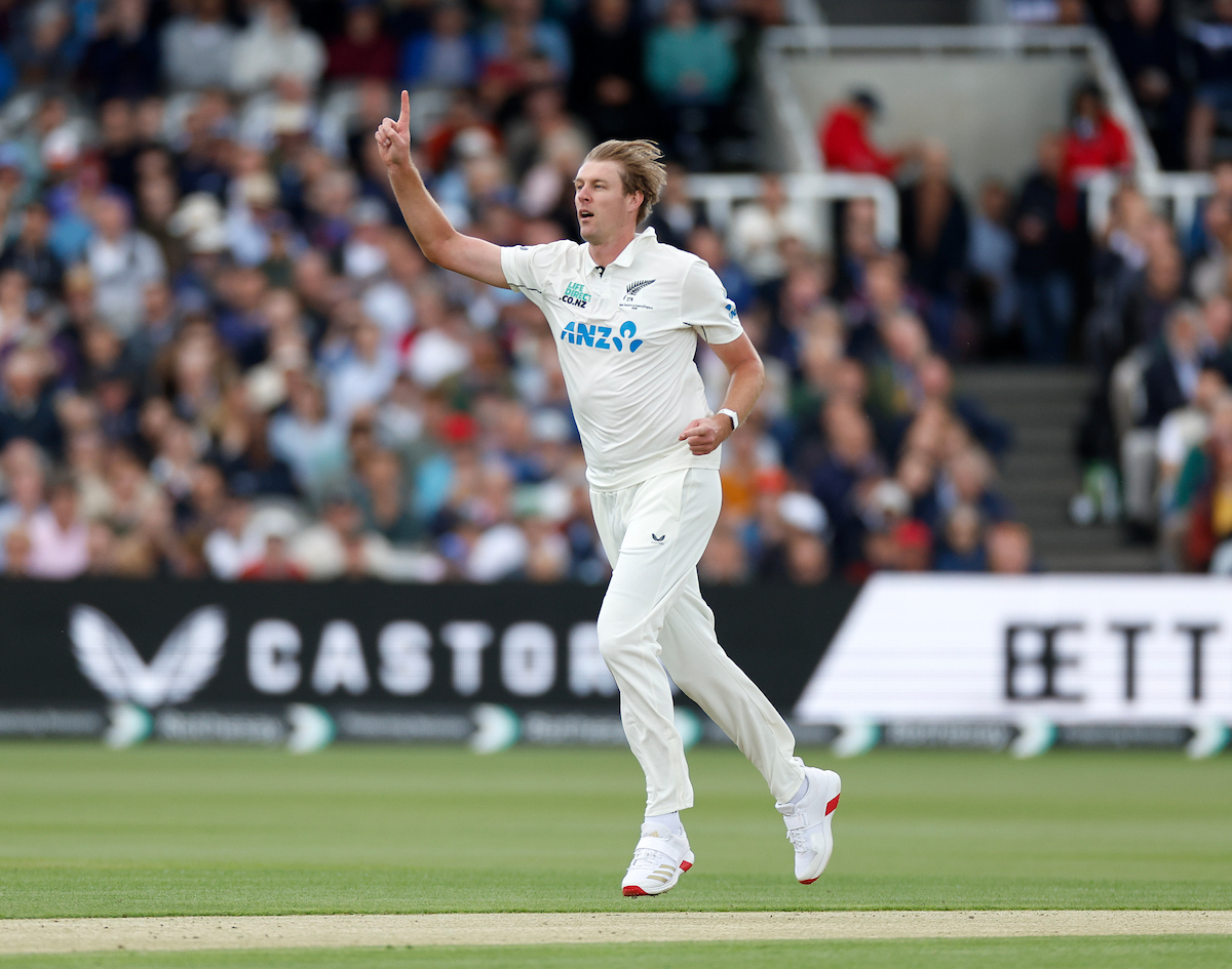 Kyle Jamieson struck early on the first day of the first test against England. Photo / Photosport