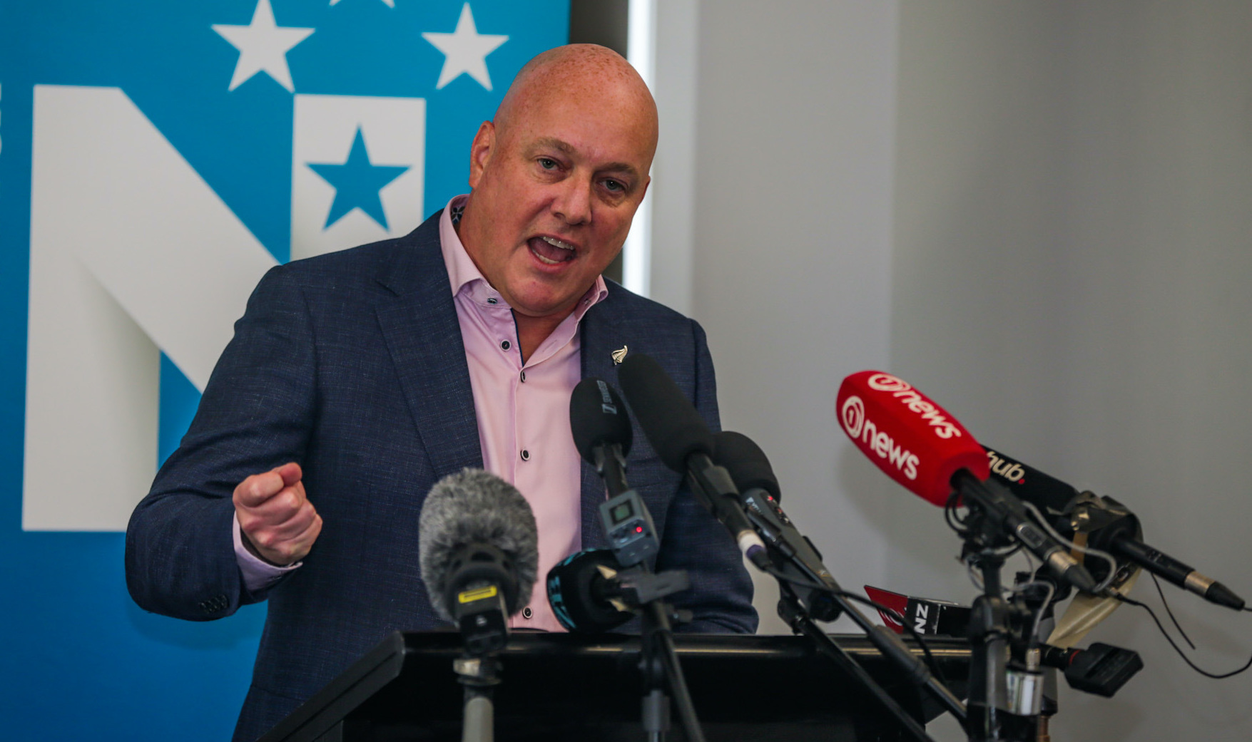 National leader Christopher Luxon speaks at the party conference in Napier. Photo / Paul Taylor