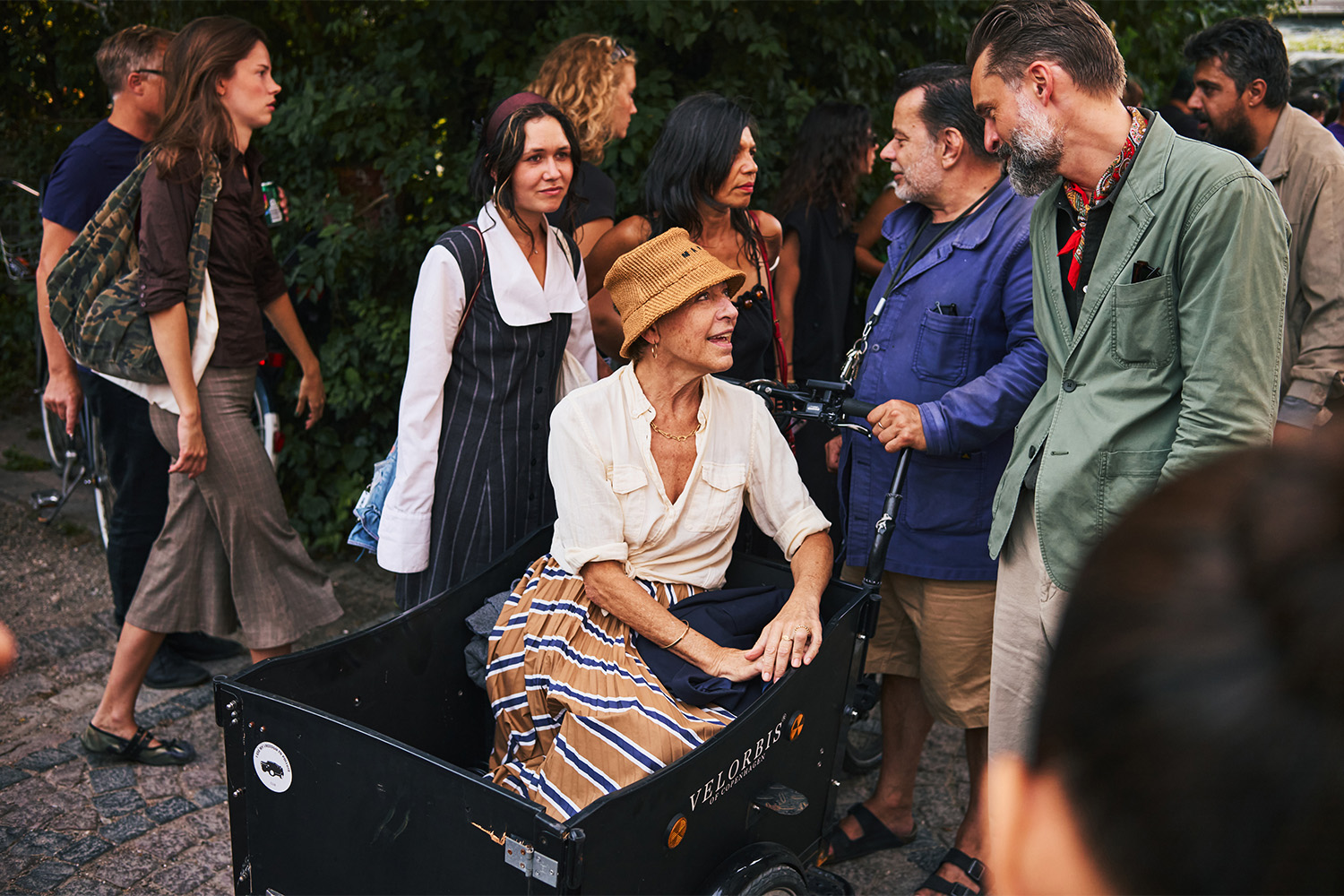 A cargo bicycle is used as transportation for some attendees during fashion week. Photo / Simbarashe for The New York Times