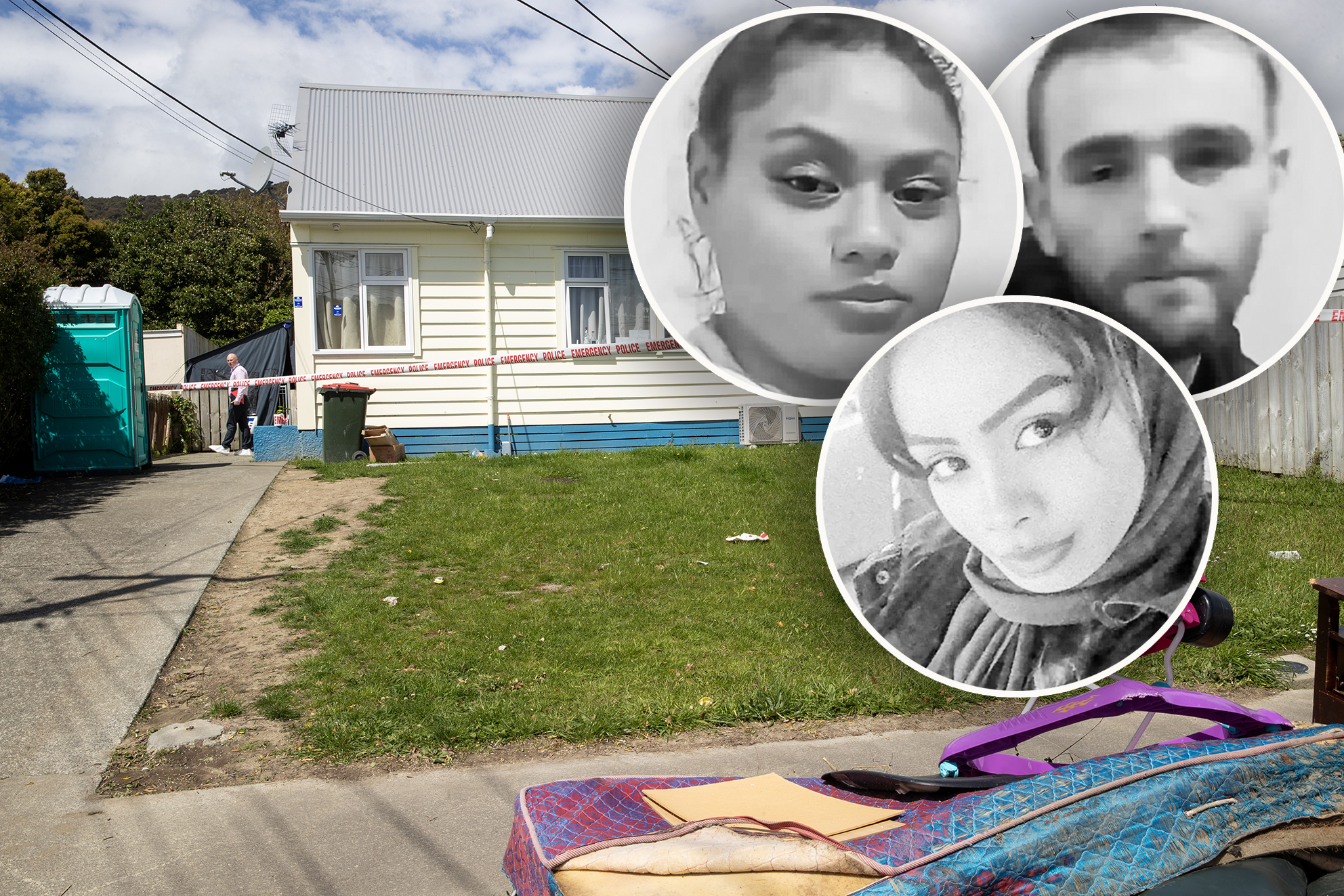 The Poole St house in Taita, Lower Hutt, where baby Ruthless-Empire lived with three adults, Rosie Morunga (top left), Dylan Ross, and Storm Wall, his mother. Photo / Mark Mitchell