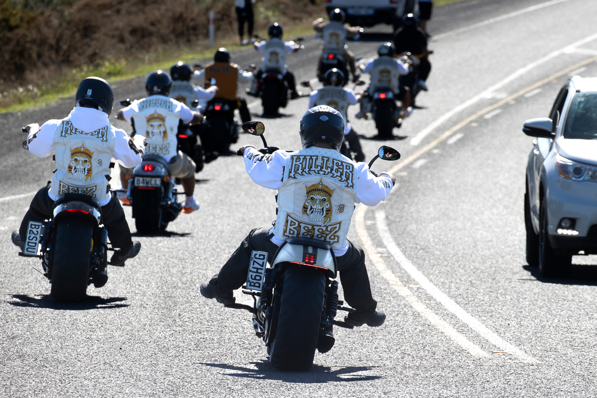 Members of the Killer Beez at the annual motorcycle run in Ramarama in April 2022. Photo / Brett Phibbs