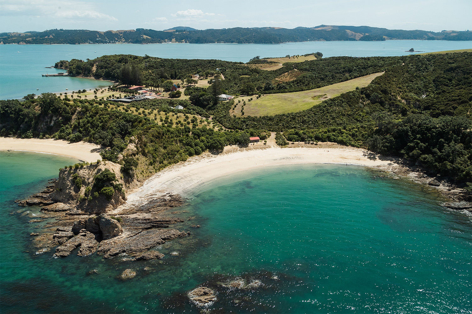Looking over Men's Bay and Ladies Bay on Rotoroa Island, a wildlife sanctuary in the Hauraki Gulf.