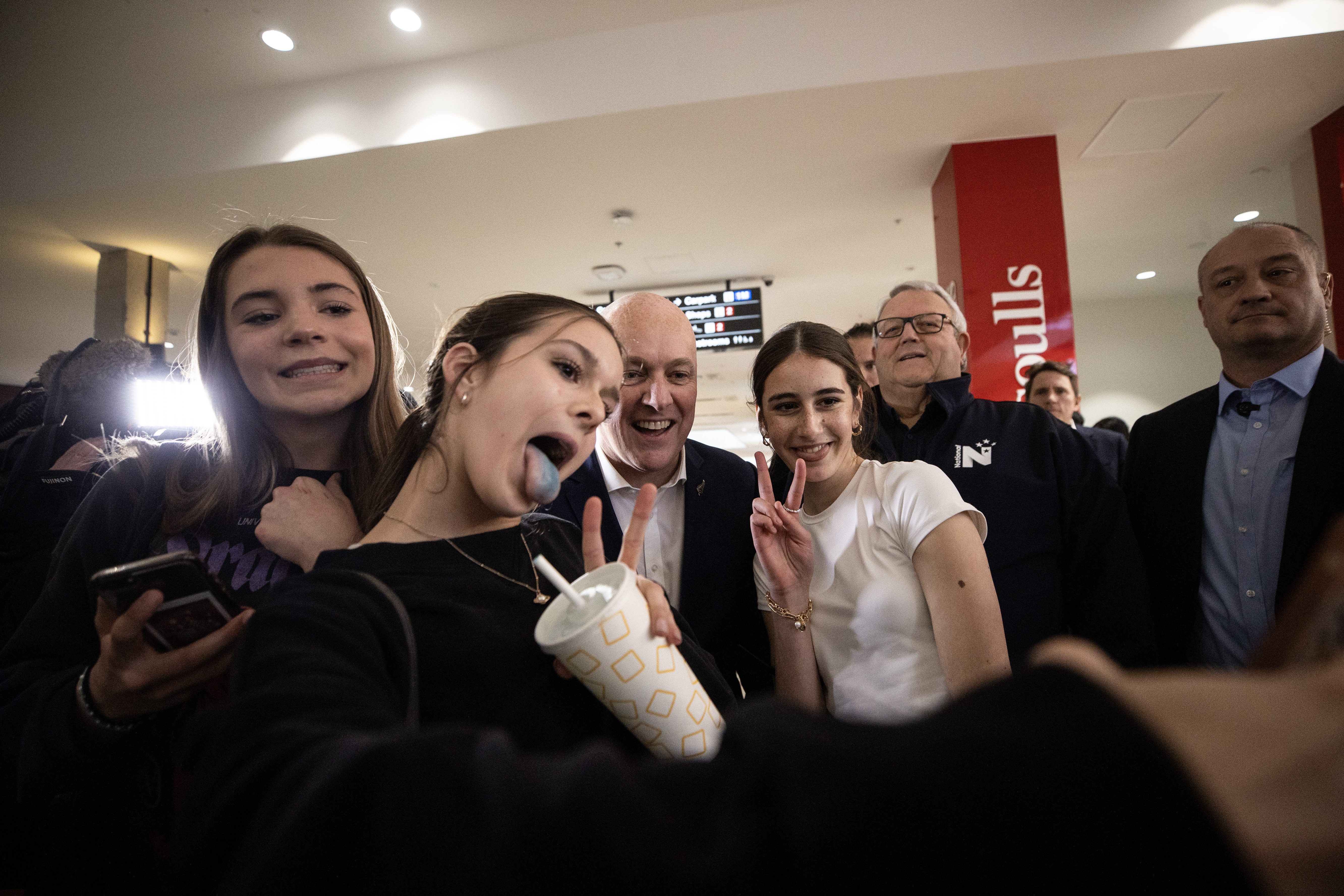 Christopher Luxon on the campaign trail at Riccarton Mall. Photo / George Heard