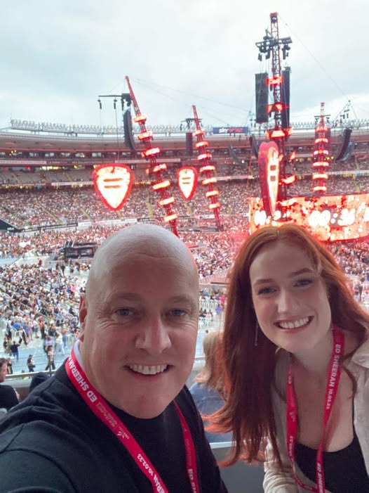 Prime Minister Christopher Luxon and his daughter Olivia Luxon attended an Ed Sheeran concert at Eden Park in 2023. Photo / Christopher Luxon