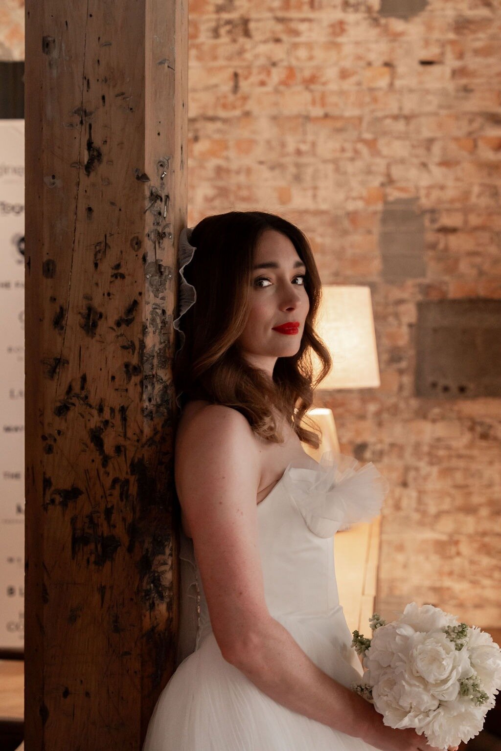 Antonia Prebble wears the Eclipse: 'The softening edge of our Babylon veil is a vision for this gown, wrapped in timeless allure for that unique love story.' Photo / Supplied