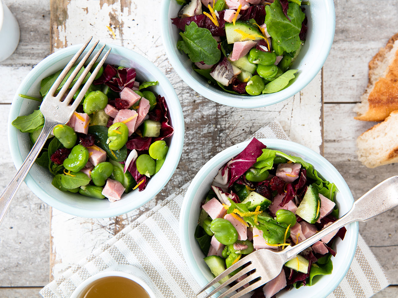 Broad bean and ham salad. Picture / Babiche Martens.