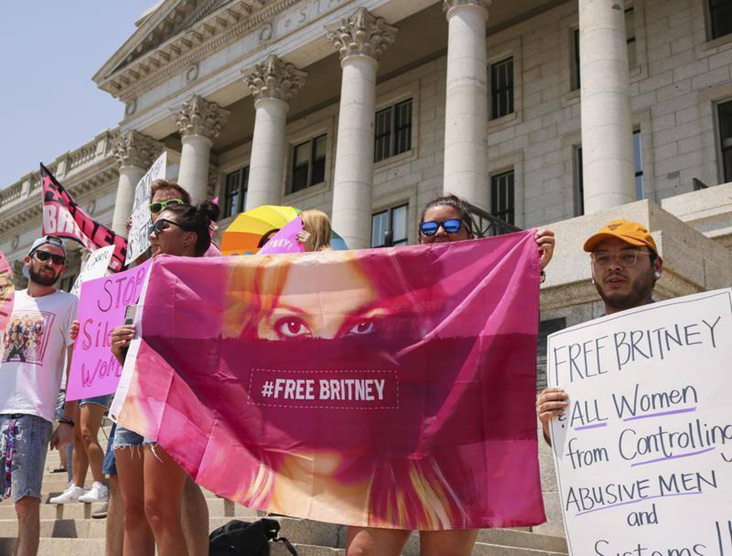 Britney Spears fans rally for the pop star at the Utah State Capitol. Photo / AP