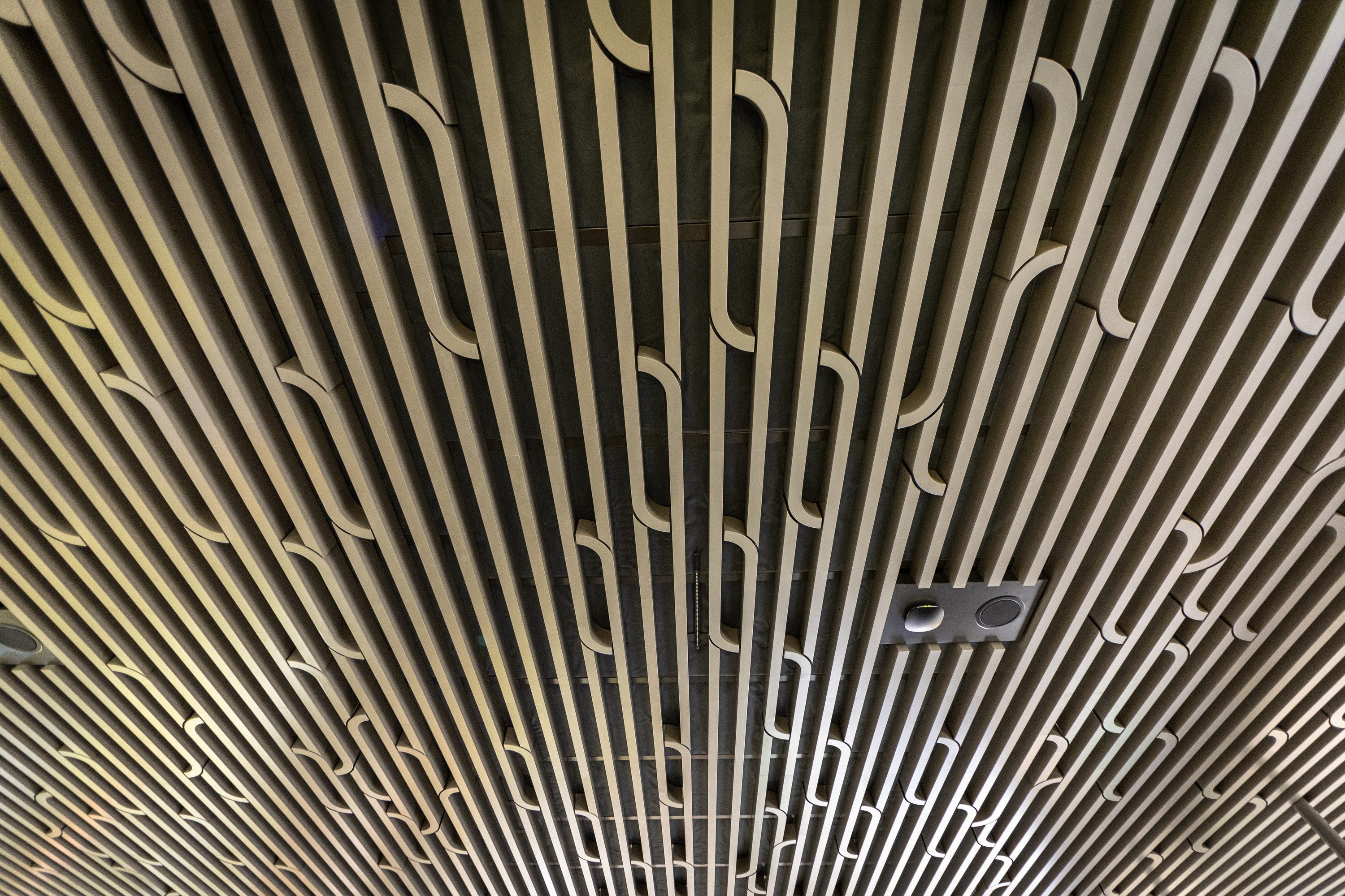Ceilings at the new station display Māori design and symbols. Photo / Michael Craig