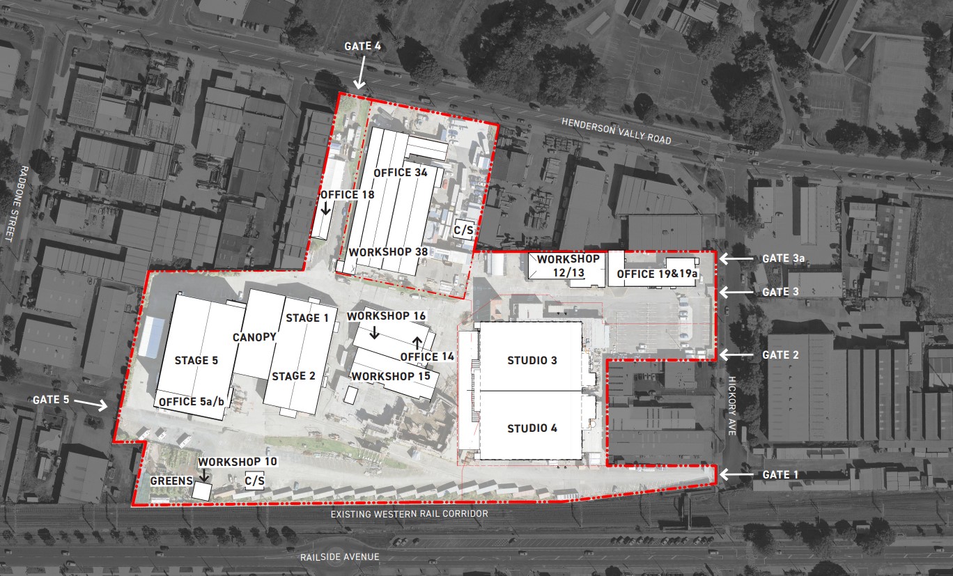 Auckland Film Studios' site plan in Henderson.