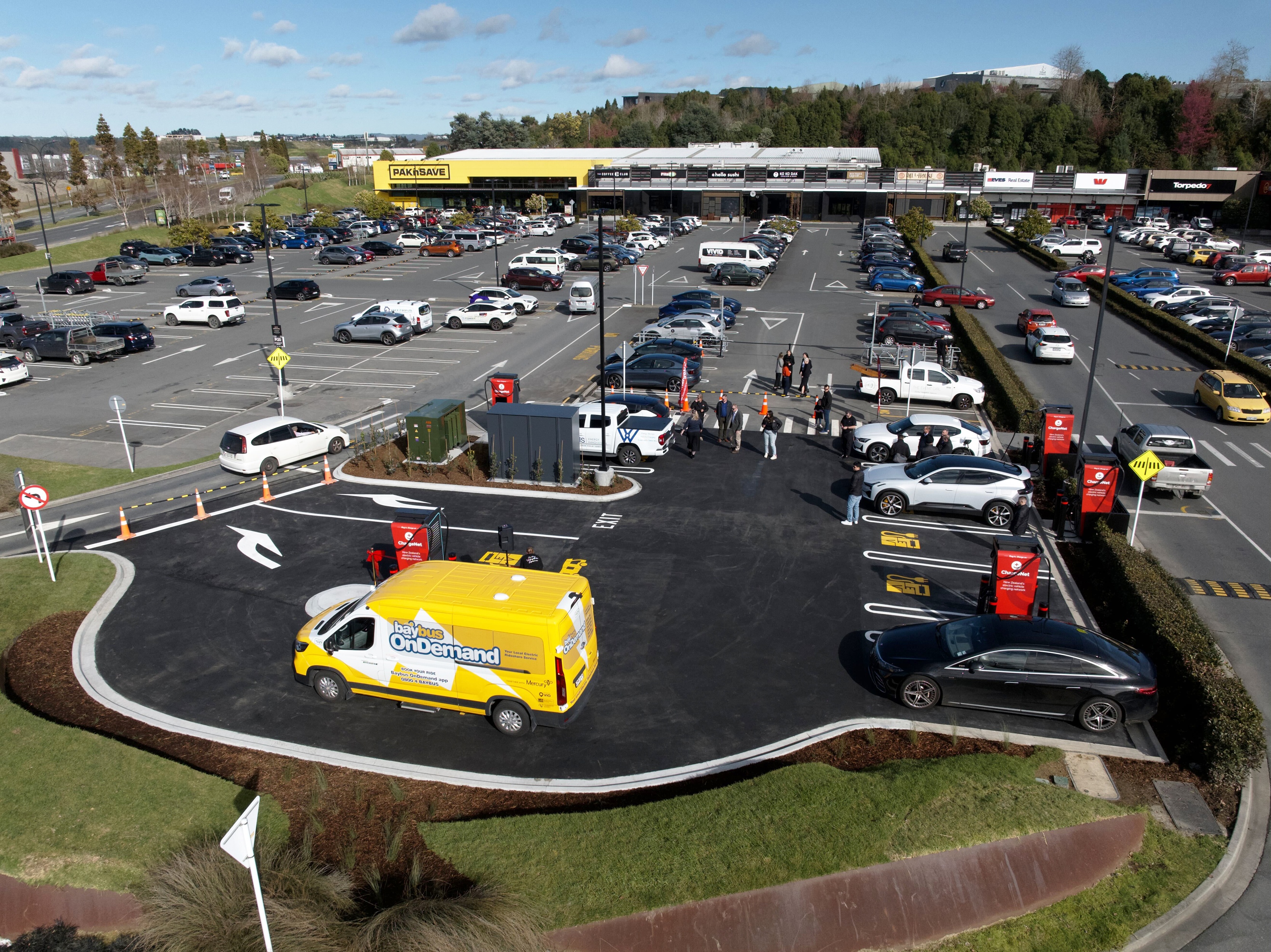 ChargeNet has been adding regional hubs with faster charges to its network - including this new  new 10-charger hub at Tauranga Crossing, which features 150kW and 300kW chargers. The hub cost $1.8m, with EECA chipping in $786,000.