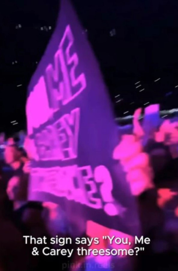A sign asking Pink for a threesome made the fan speechless. Photo / Instagram @pink_fanclub