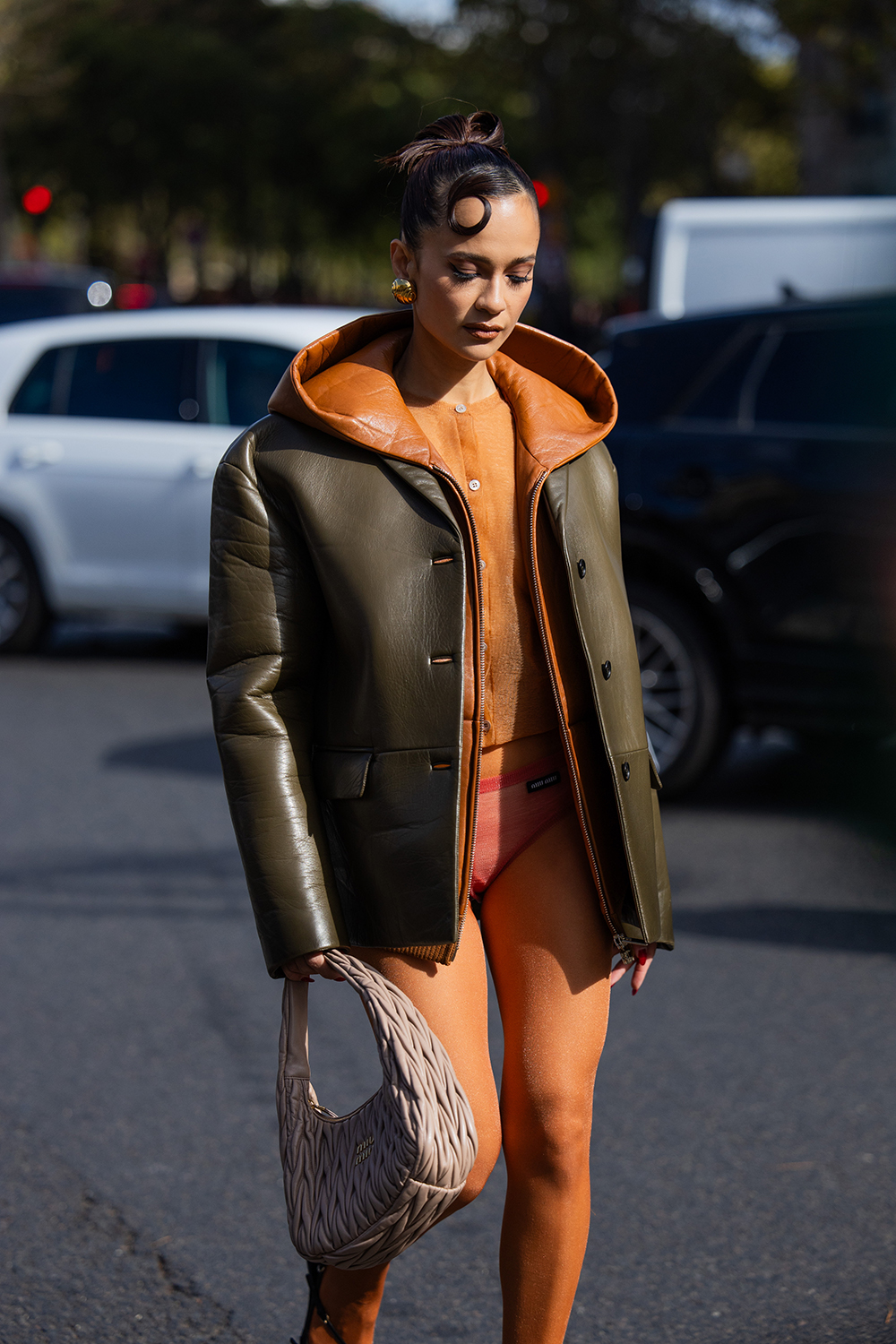 Anna Rosa Vitiello arrives at the Miu Miu spring 2024 show. Photo / Getty Images