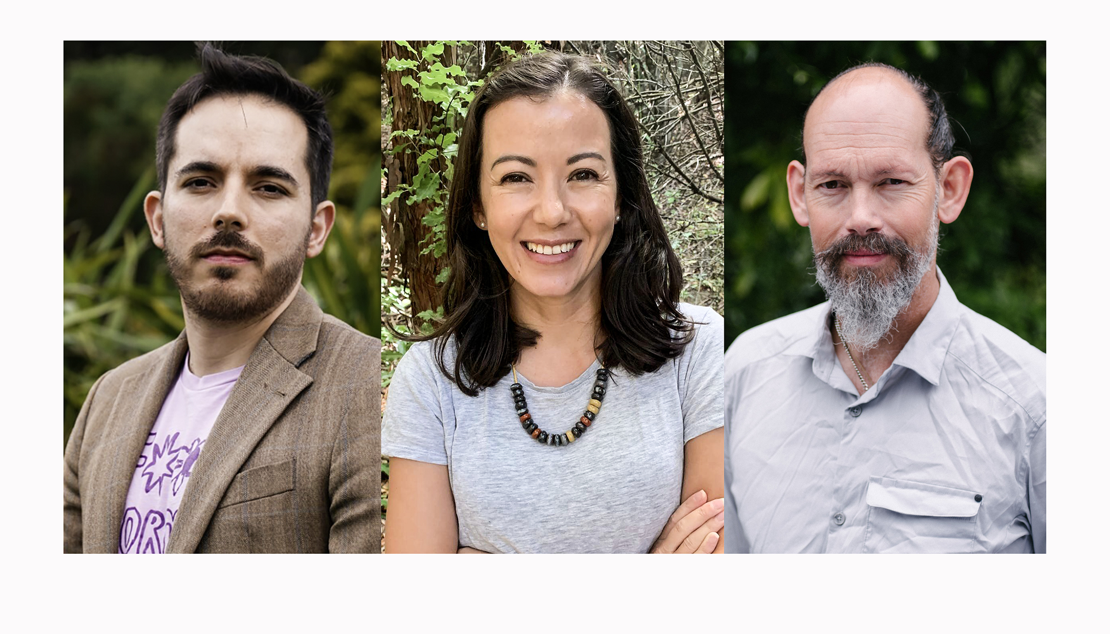 Green candidates Ricardo Menendez-March, a list MP and No 8 on the list; Lan Pham, No 6, and Steve Abel, No 9. Photos / Supplied