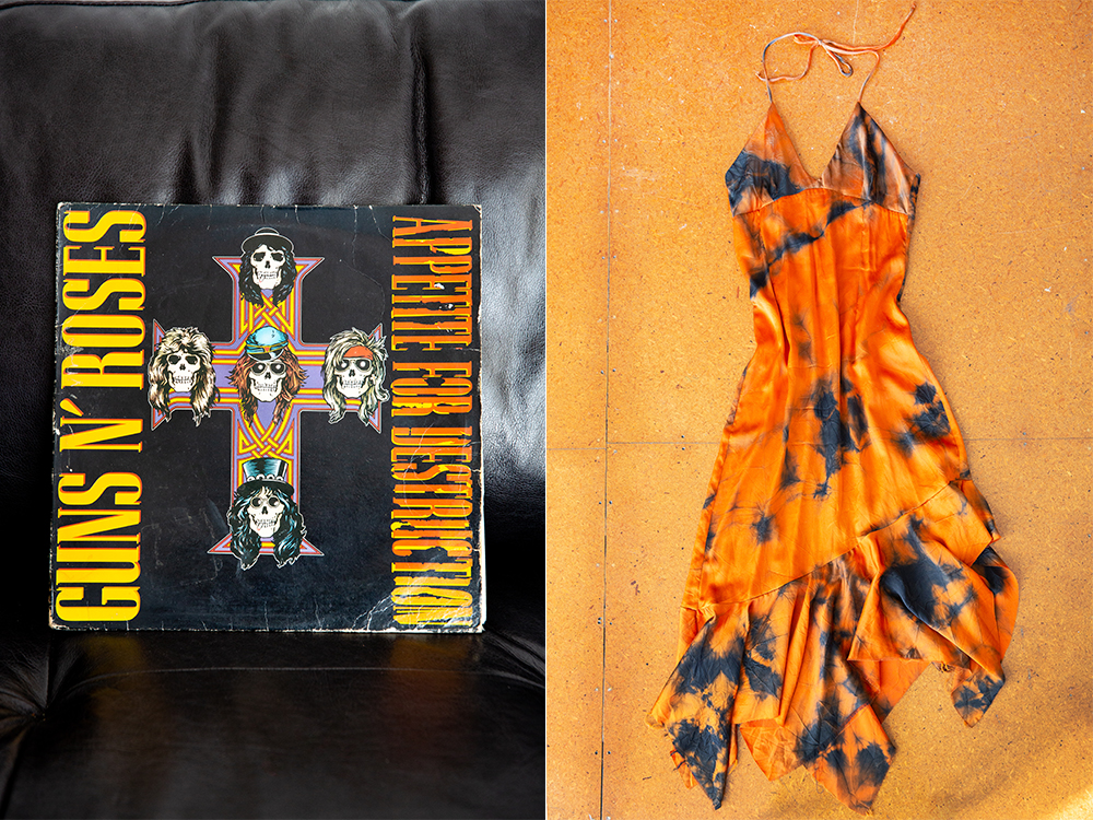 From left; Guns N' Roses Record and Marques' Almeida Dress. Photo / Babiche Martens