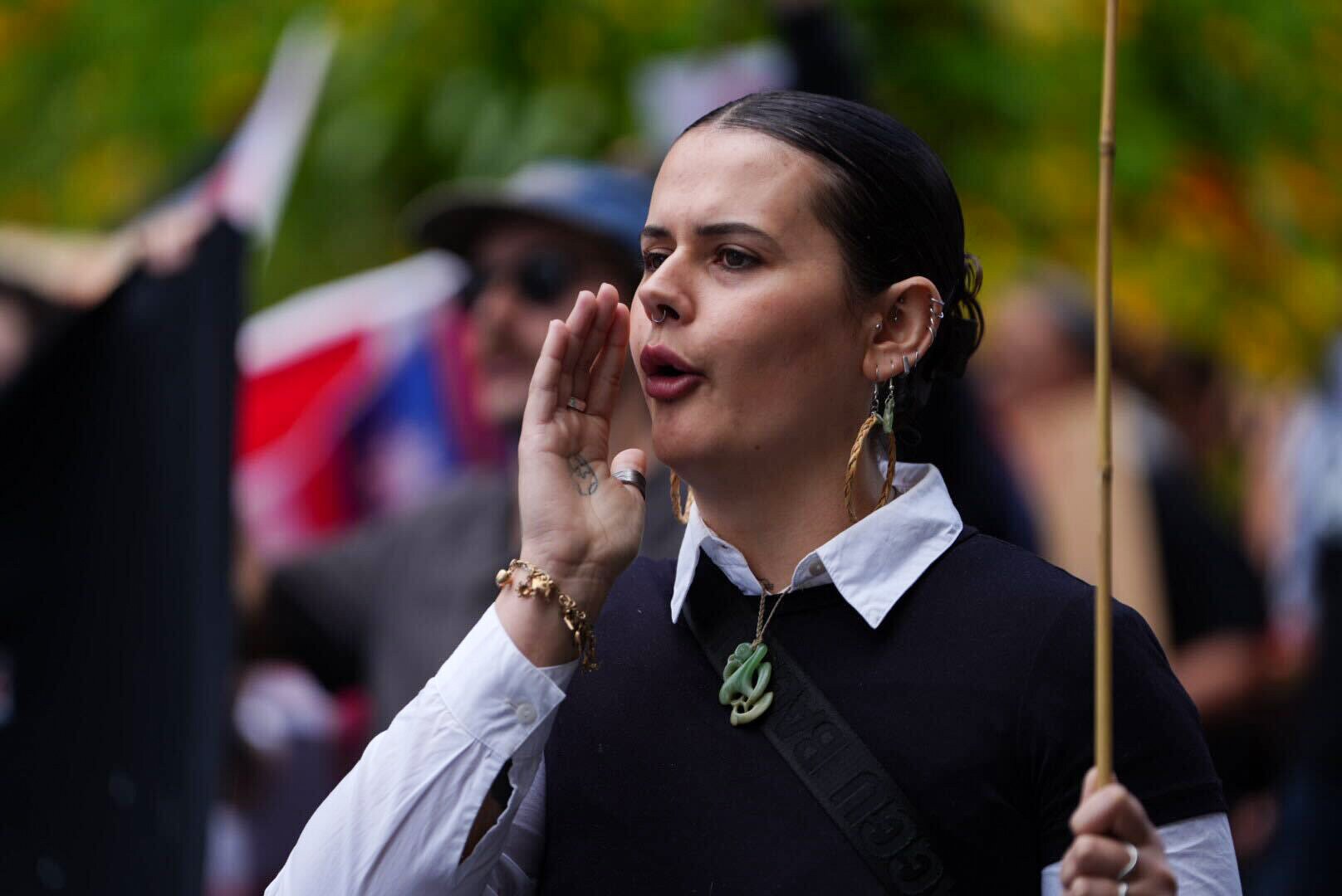 Green Party of Aotearoa activist Kaya Sparke was among the protesters  outside the Act offices in Epsom. Photo / Carson Bluck 