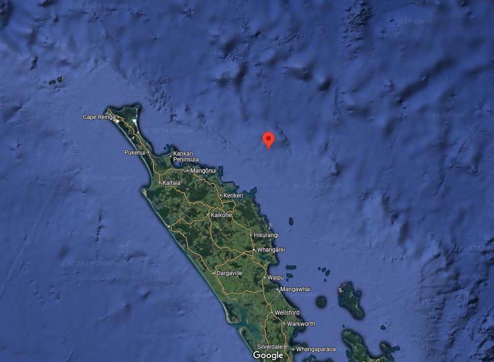 The 3.5m skiff was last seen about 50km northeast of Kerikeri. Image / Google Maps