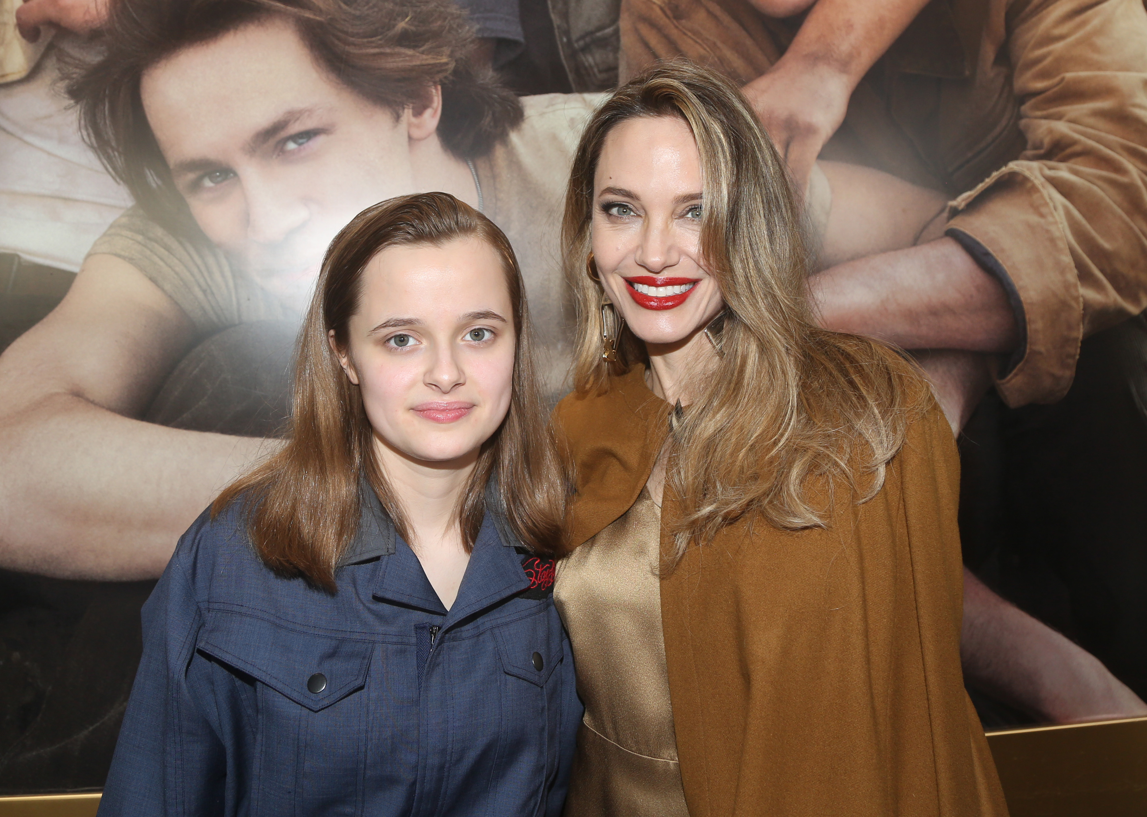 Vivienne Jolie-Pitt and Angelina Jolie attend the opening night of 'The Outsiders'. Photo / Getty Images
