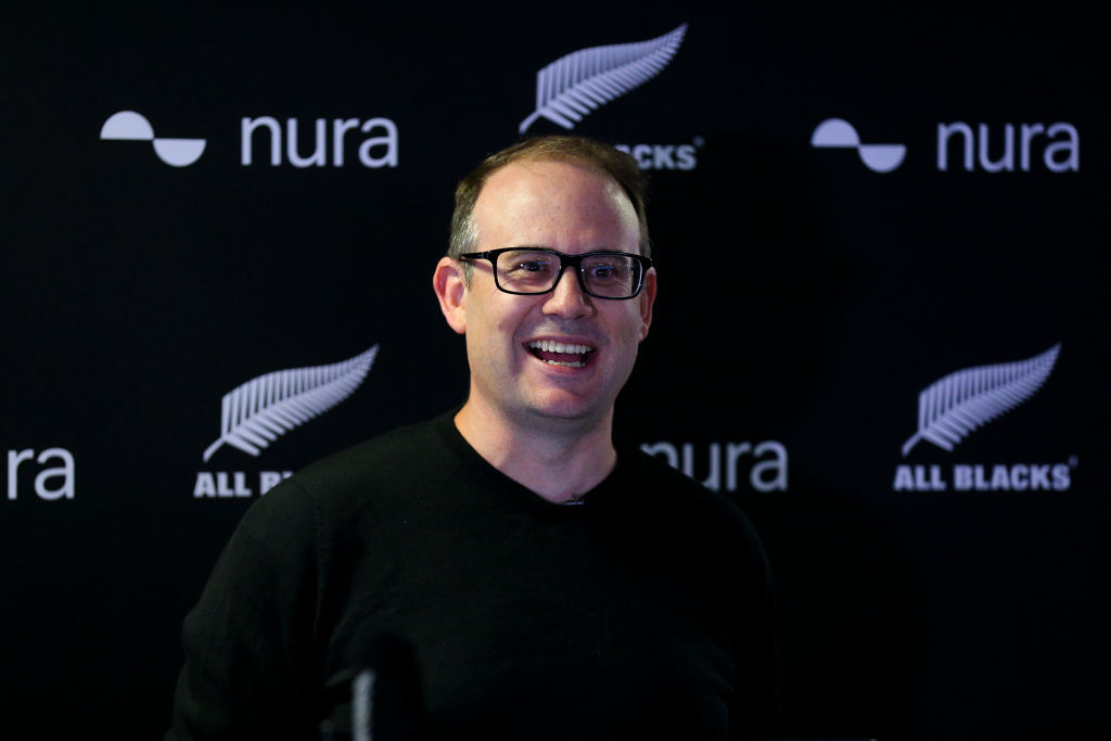 Nura Chief Operating Officer Morgan Donoghue speaks during a New Zealand Rugby and Nura partnership announcement at New Zealand Rugby House. Photo / Getty