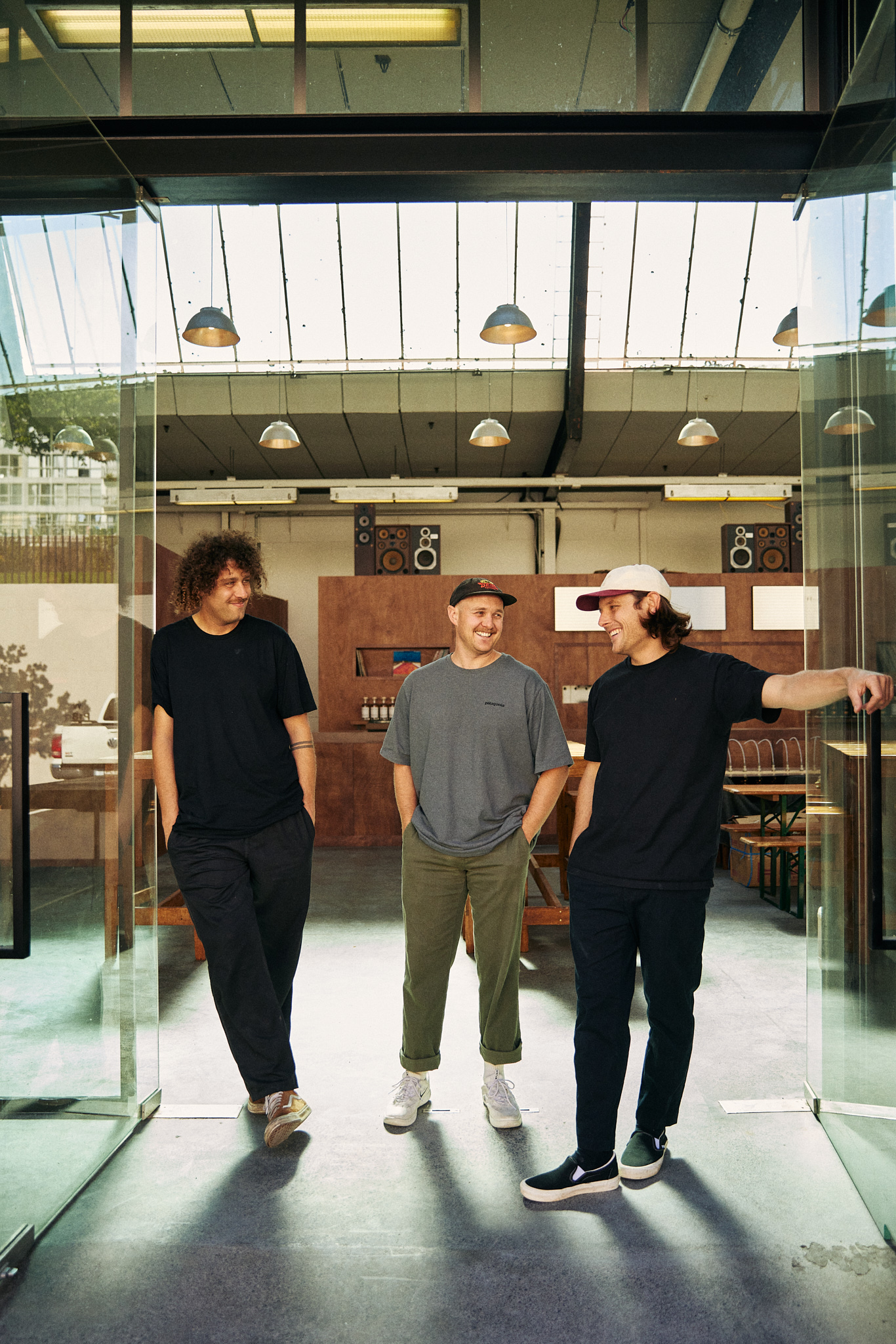Dan Pinto of Passa Passa, Honest co-founders Dave Lincoln and Luke Jones at the doors to their new bar Norma Taps in City Works Depot.