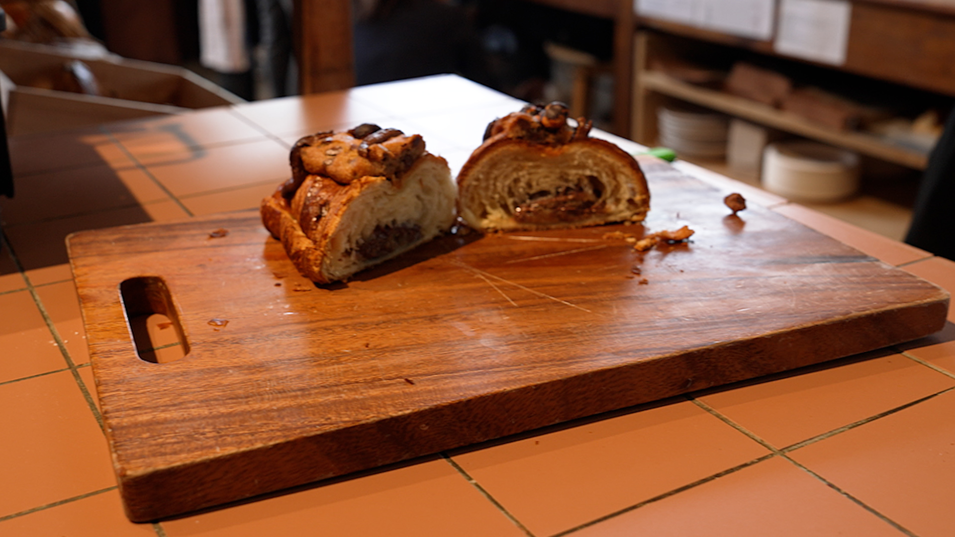 The chocolate chip cookie-dough filled croissant 'crookie' at Copain in Grey Lynn. Photo / NZ Herald