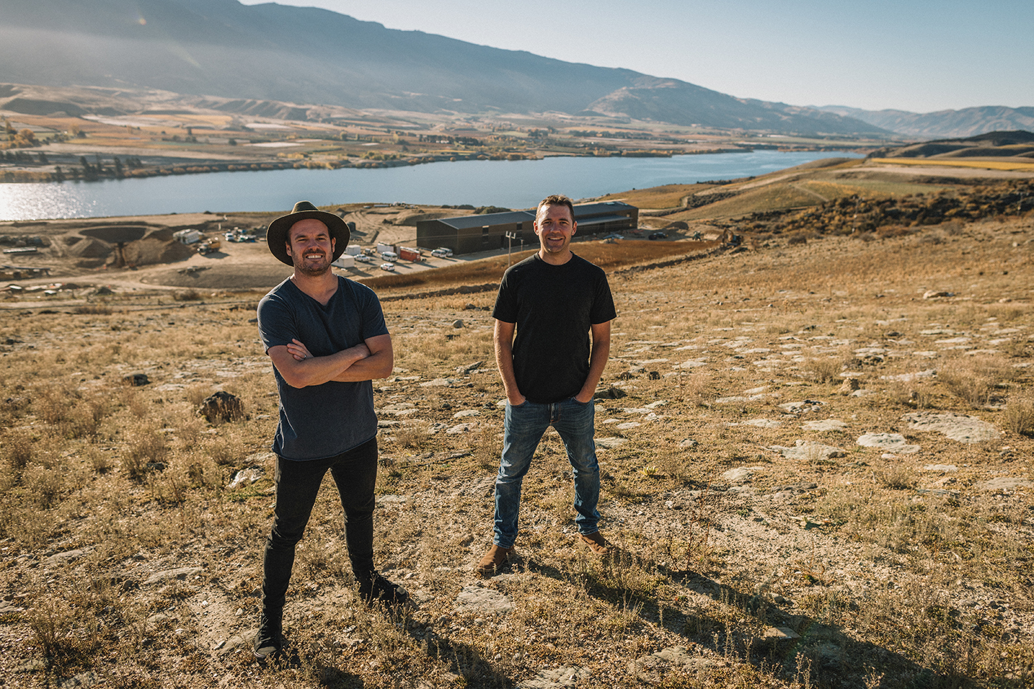 Scapegrace’s Mark Neal and Daniel McLaughlin outside their new Central Otago distillery. Photo / Supplied