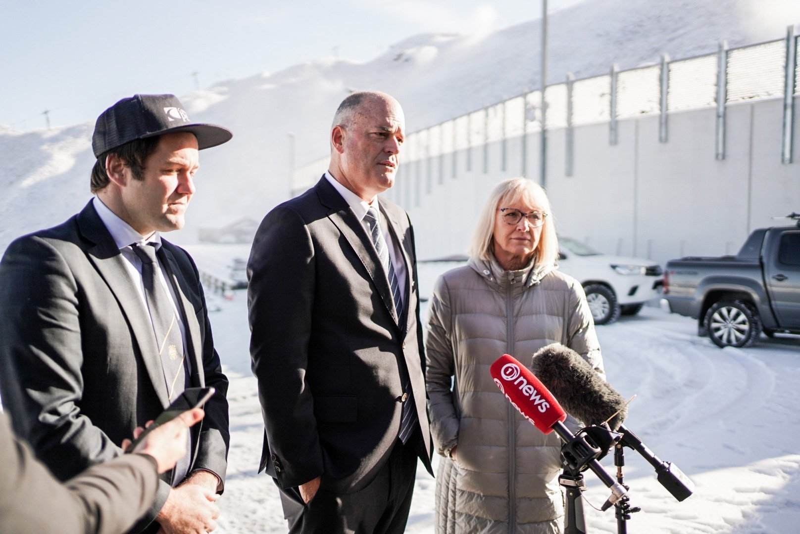 Disgraced National Party MP Hamish Walker (left) with then party leader Todd Muller and MP Jacqui Dean. Photo / Supplied