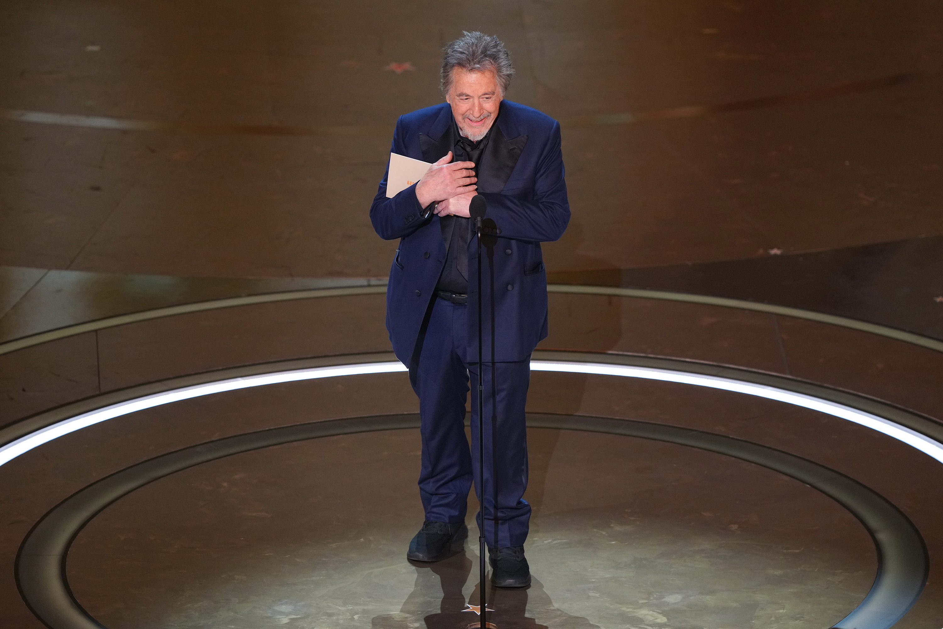 Al Pacino narrated the envelope-opening process. Photo / Amir Hamja, The New York Times