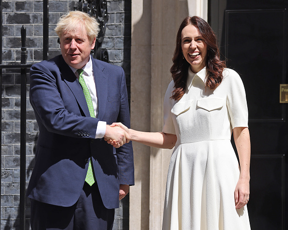 Johnson meeting Prime Minister Jacinda Ardern a week before he announced his resignation. Photo  / GC Images