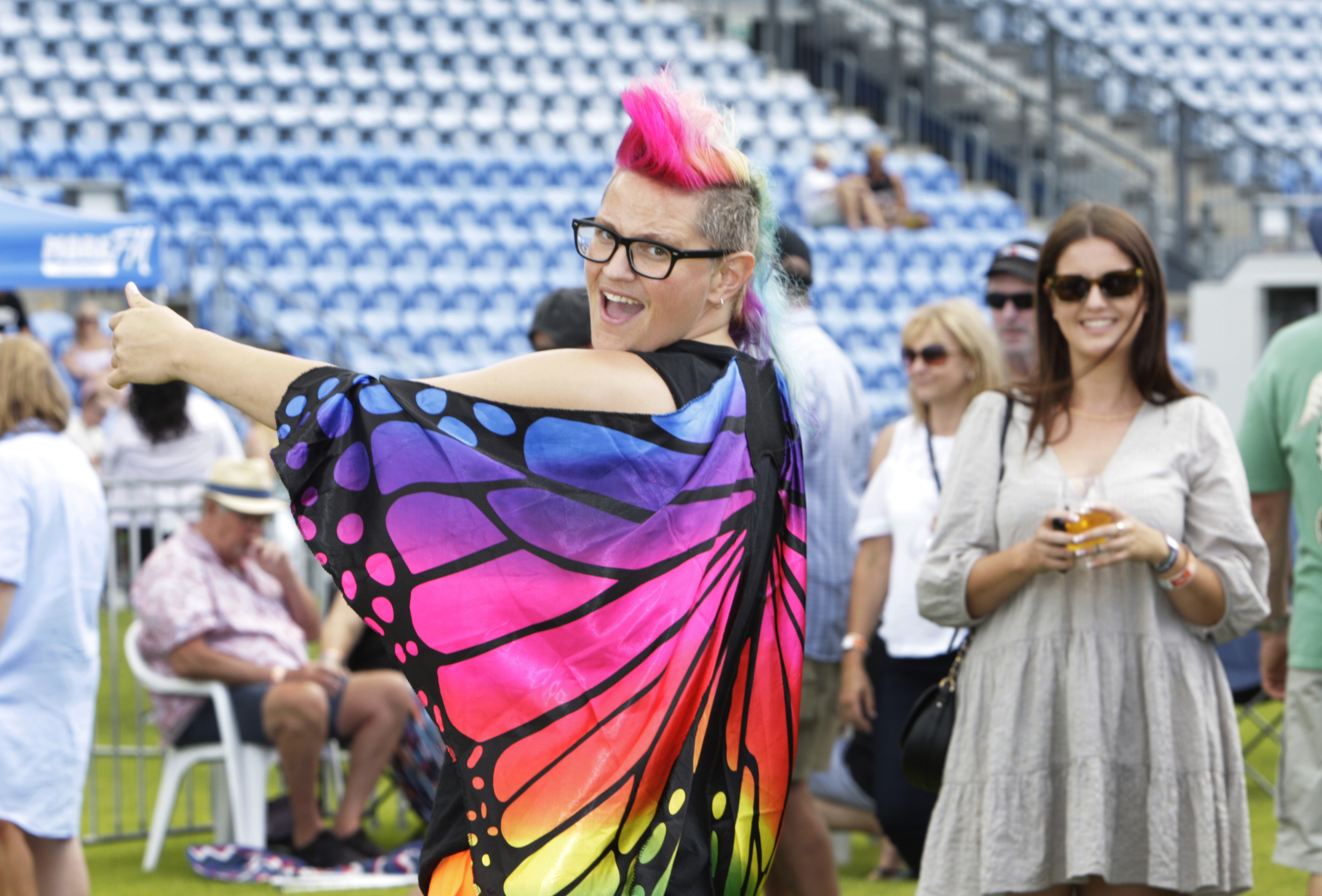 Hanariki Ma dressed to impress as a rainbow butterfly. Photo / Tania Whyte