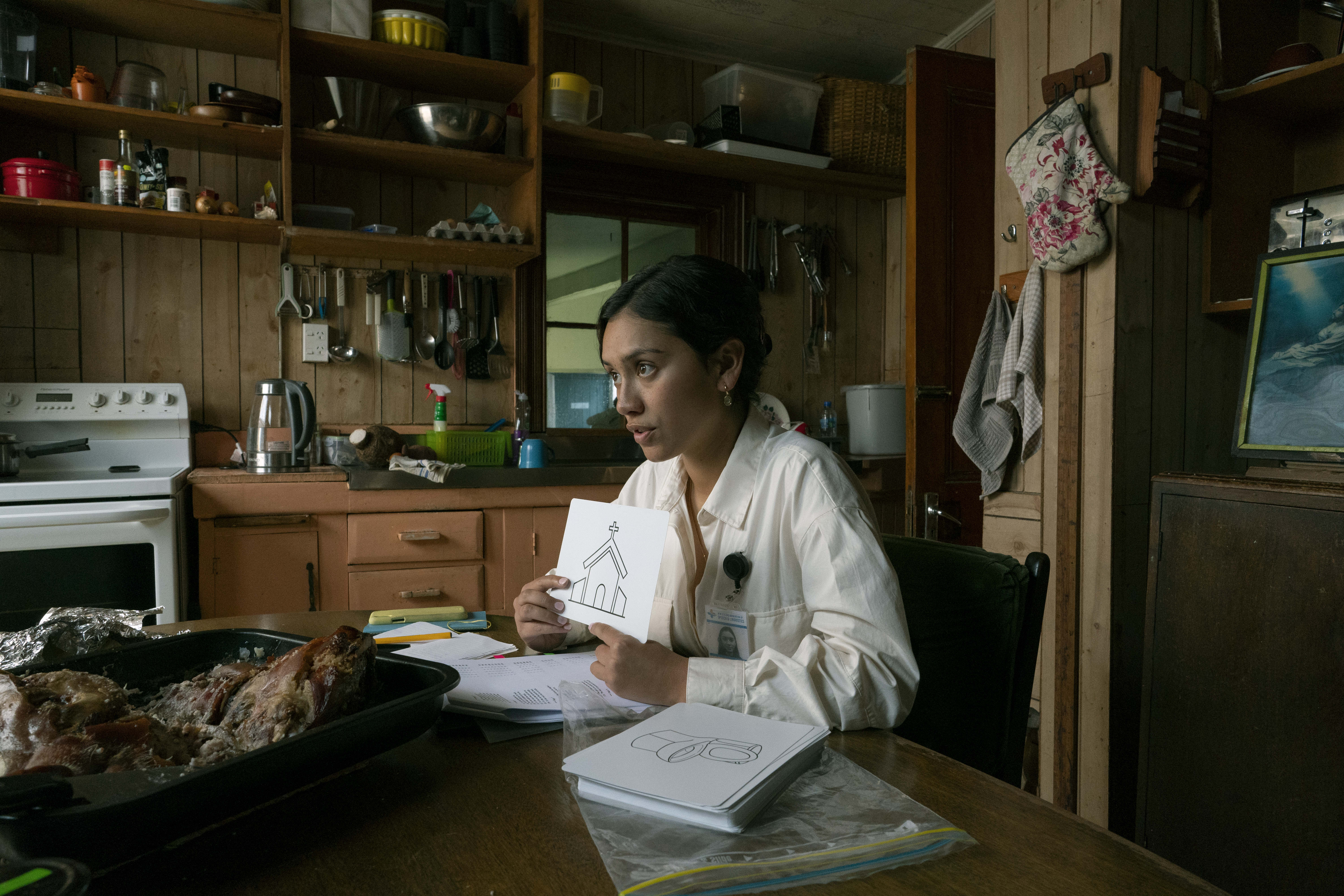 Luciane Buchanan as Katherine, a young Tongan European speech therapist disconnected from her Tongan heritage. Photo / Run Charlie Films
