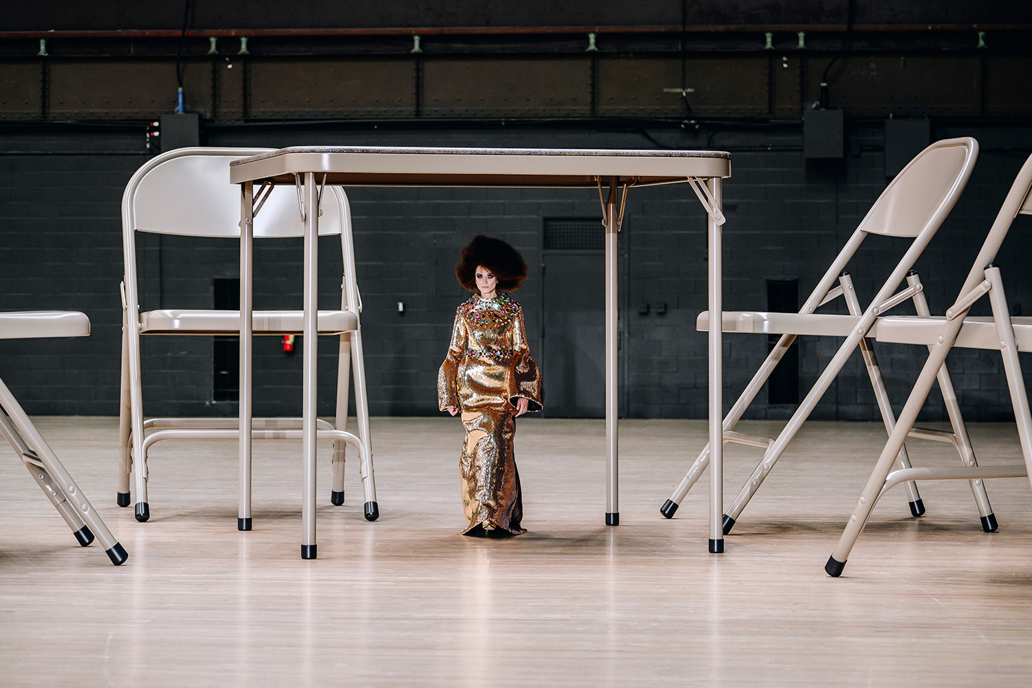 A dollish model walks the scale-warping runway at Marc Jacobs' Ambiance show ahead of Fashion Month. Photo / Getty Images