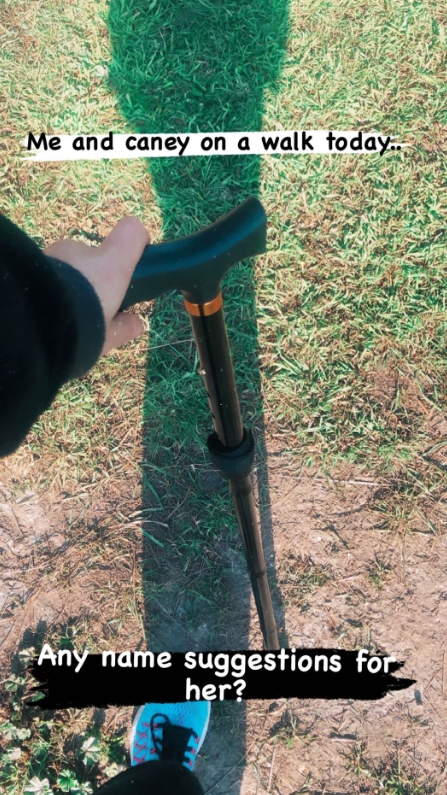 Bel Clarke now relies on a cane and walker to stabilise her while walking. Photo / Supplied