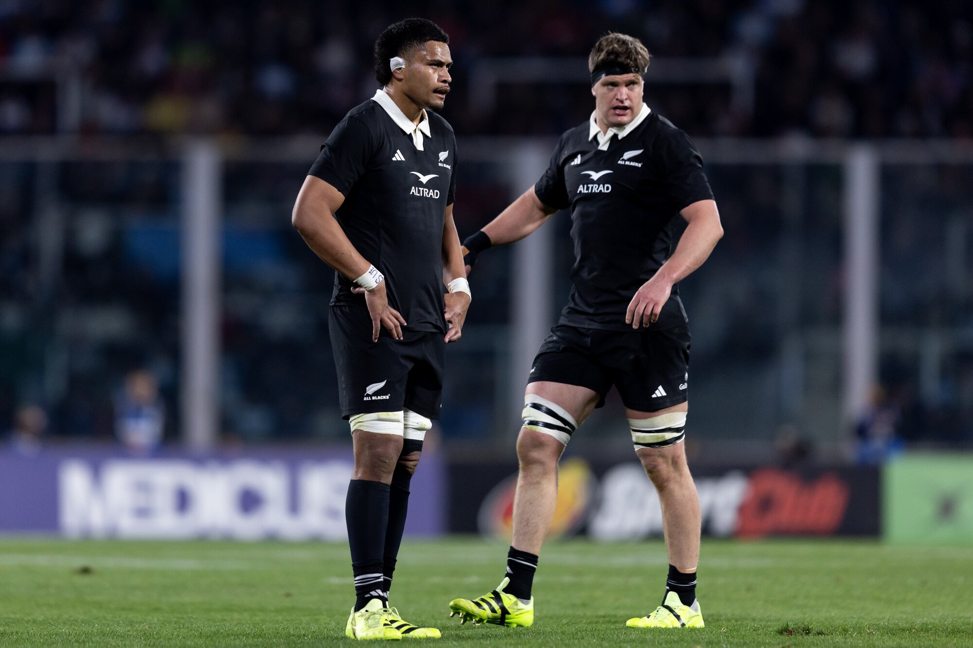 Tupou Vaa'i (left) and All Blacks captain Scott Barrett face Los Pumas in Argentina.
Photo / Photosport