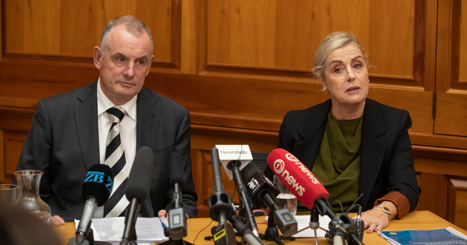Speaker Trevor Mallard and Debbie Francis would not reveal further details of sex assaults at Parliament. Photo / Mark Mitchell 
