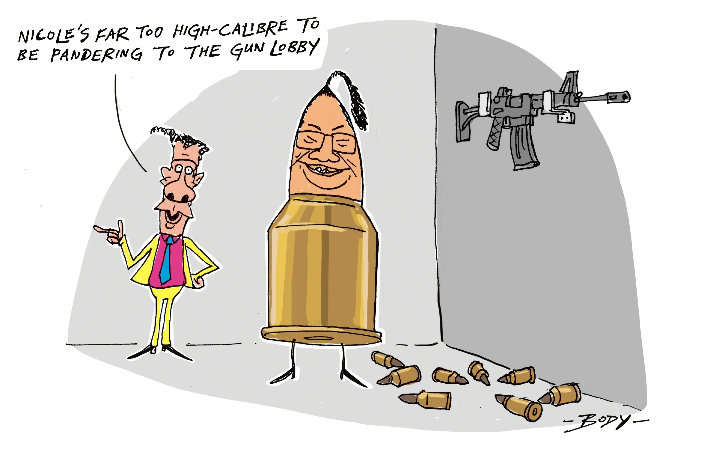 More questions over Nicole McKee's suitability as Associate Justice Minister. Cartoon by Guy Body