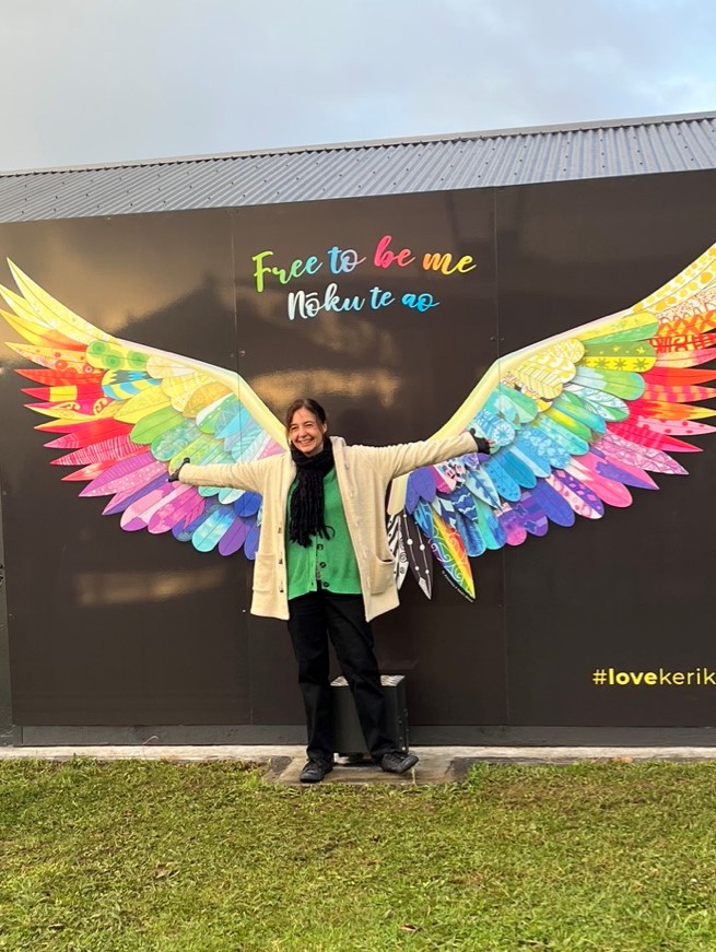 Jo Danilo of Hat & Rabbit Studio designed the wings, scanned all the feathers and created the final image which now rests in the Kerikeri Domain.