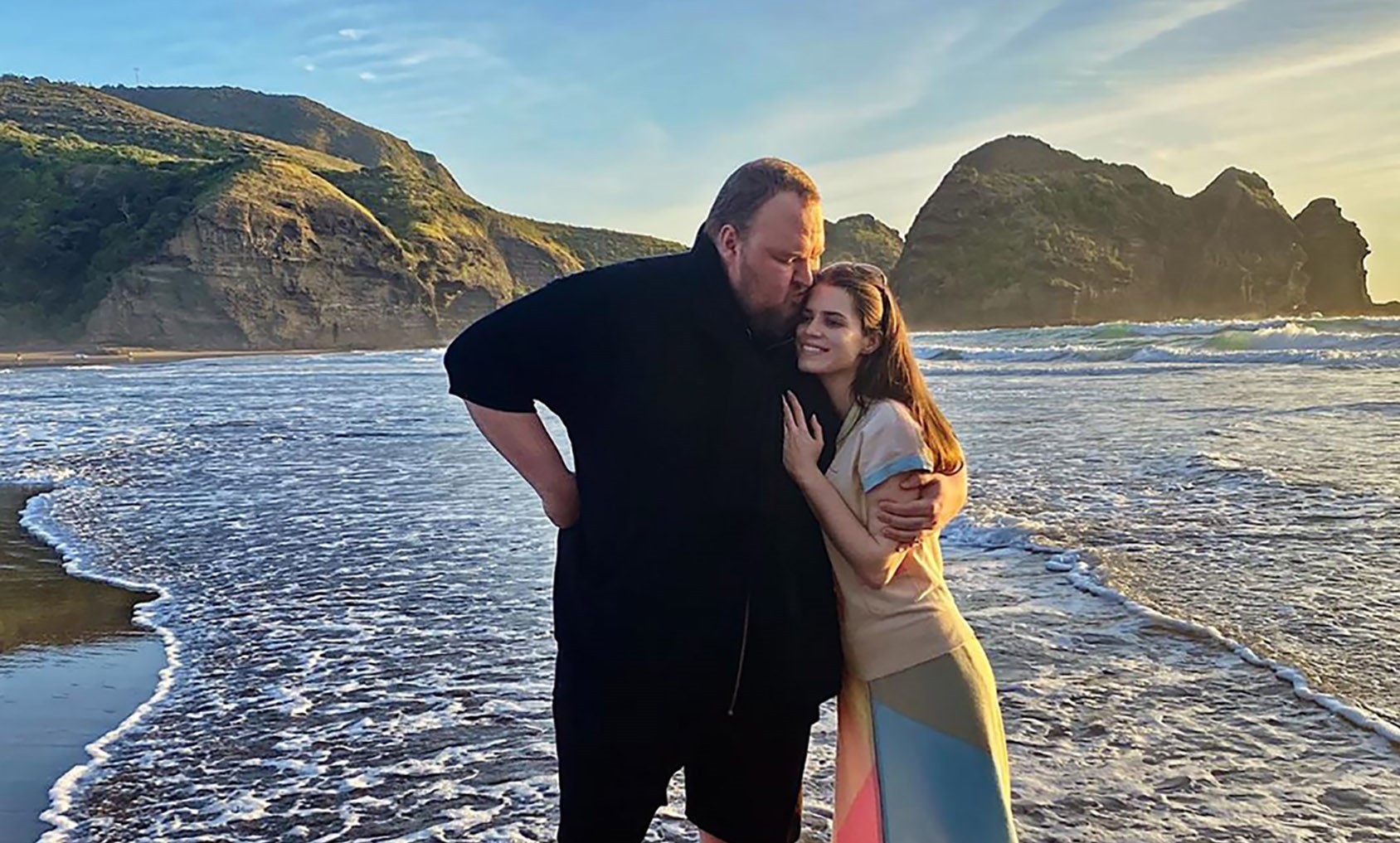 Kim and Liz Dotcom at Piha, Auckland. Photo / Supplied