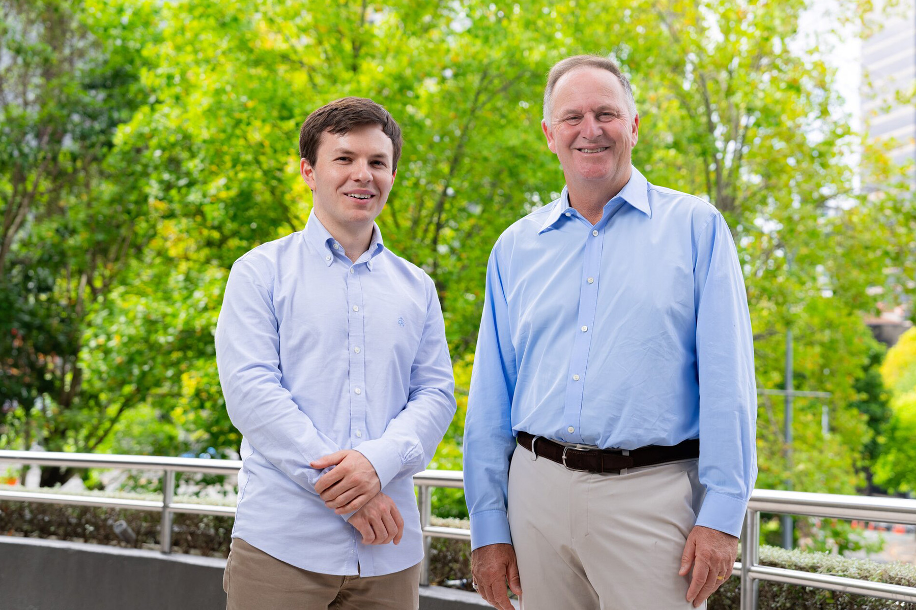 Crimson co-founder Jamie Beaton (left) with Sir John Key.