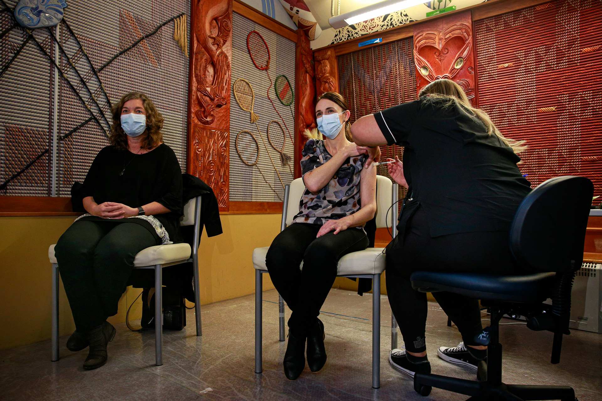 Then-Prime Minister Dame Jacinda Ardern and former chief science adviser  Professor Dame Juliet Gerrard receive their first Covid-19 vaccinations at Auckland's Manurewa Marae in June 2021. The role has sat unfilled since Gerrard's departure in July. Photo / Alex Burton