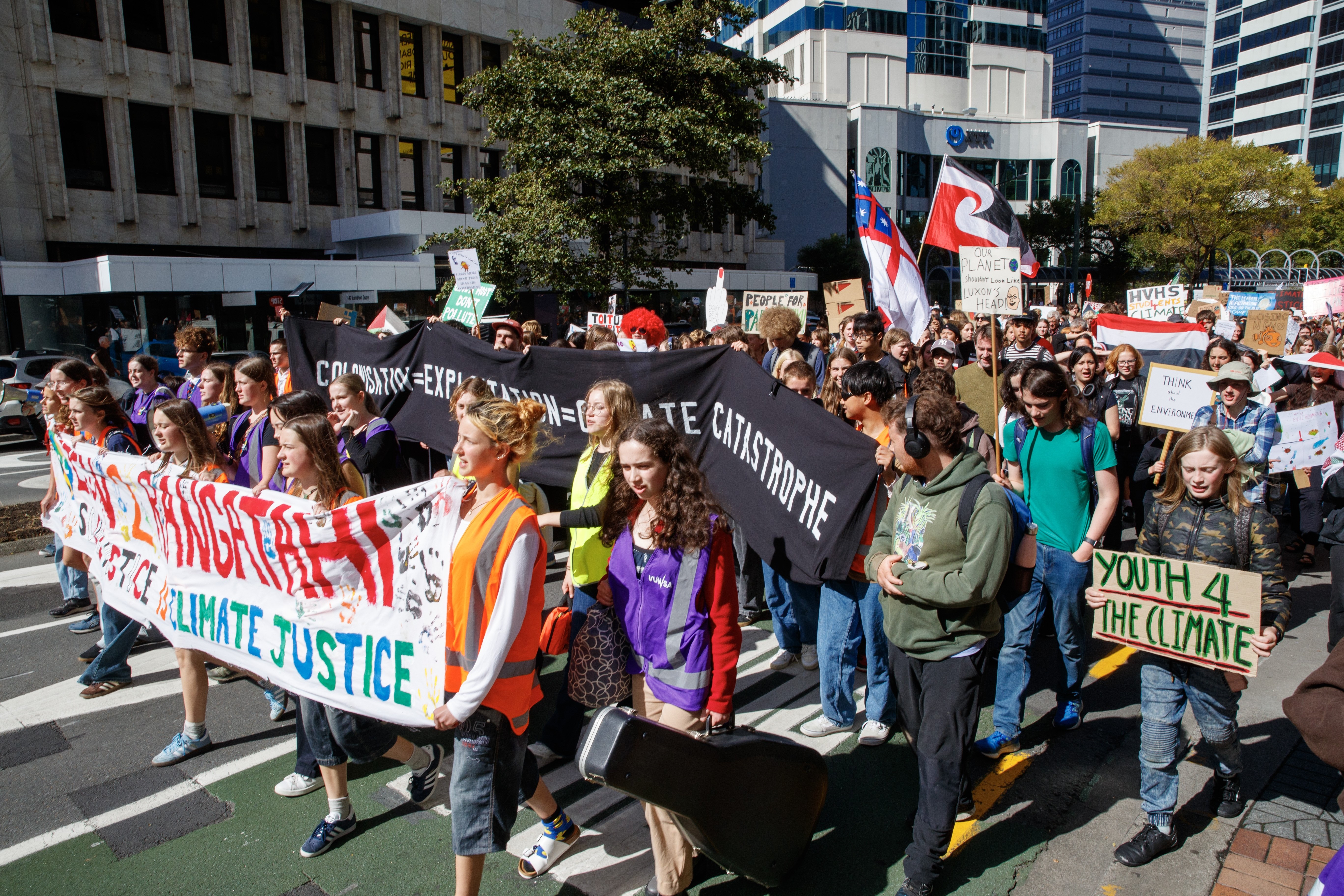 School Strike 4 Climate protesters marching down Lambton Quay in Wellington in April. Photo / Mark Mitchell